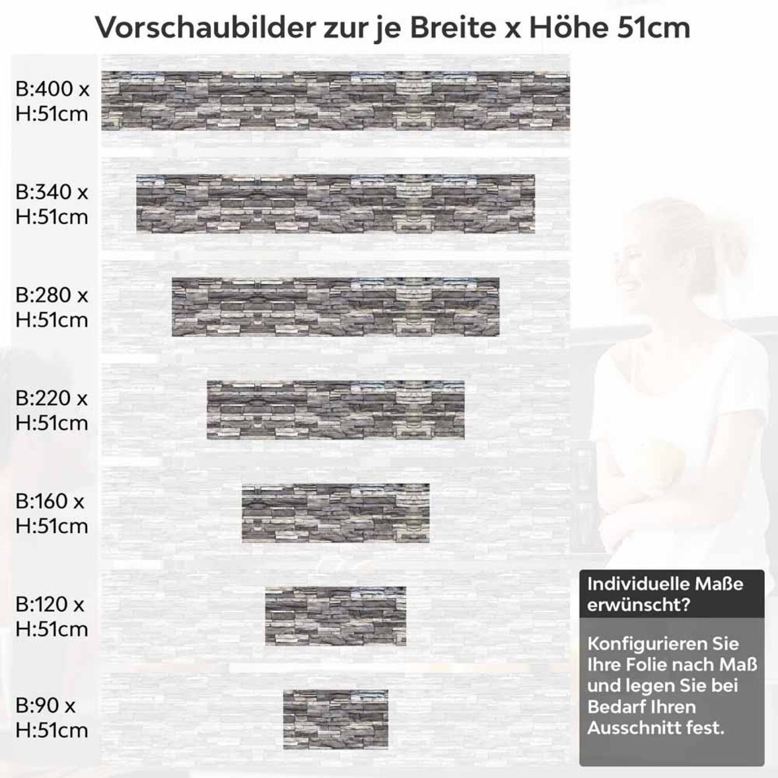 Küchenrückwand Folie Wandsteinoptik - Naturgetreue Schiefer in edlen Grautönen Höhe 51cm