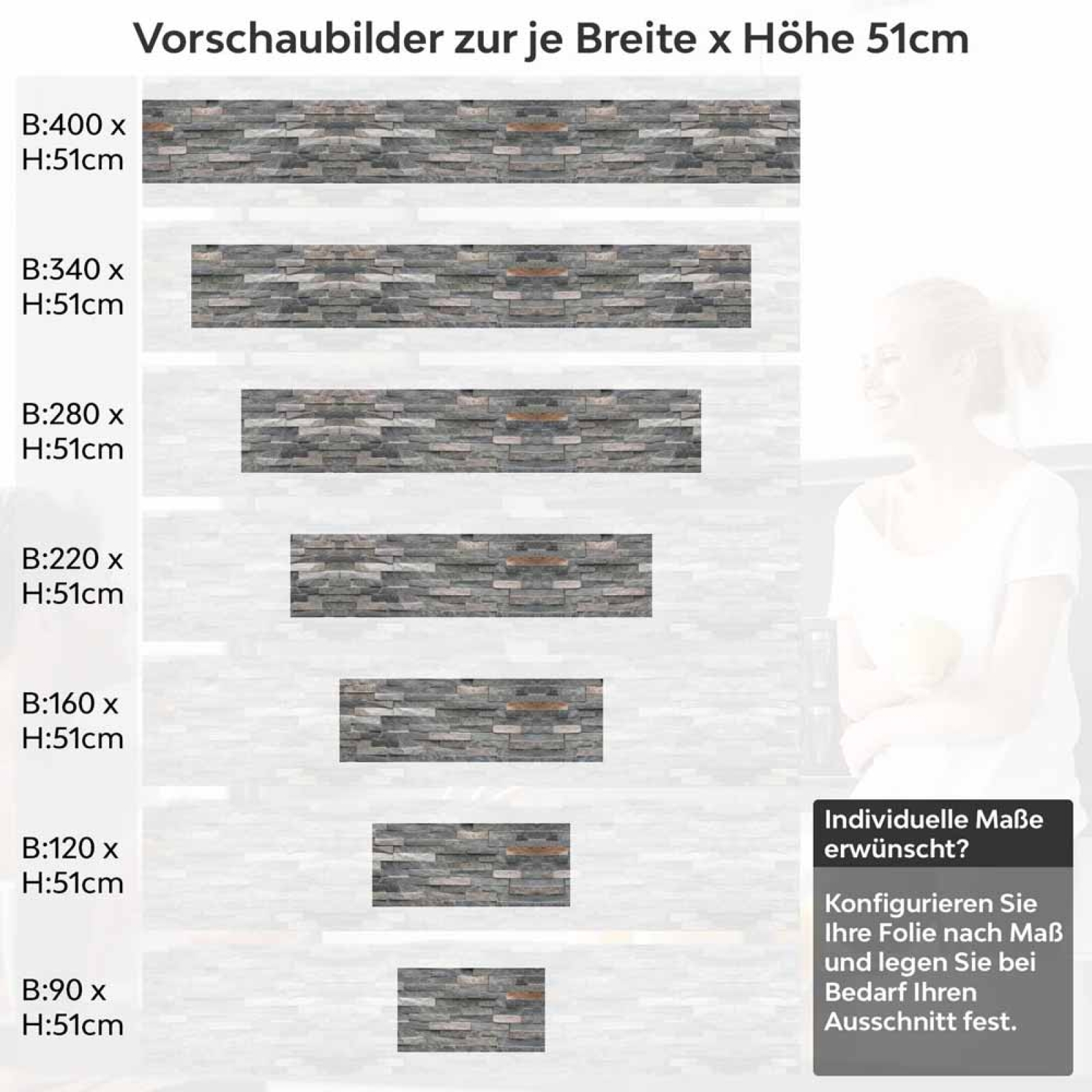Küchenrückwand Folie - Vielschichtige Schieferoptik mit natürlichen Nuancen Höhe 51cm