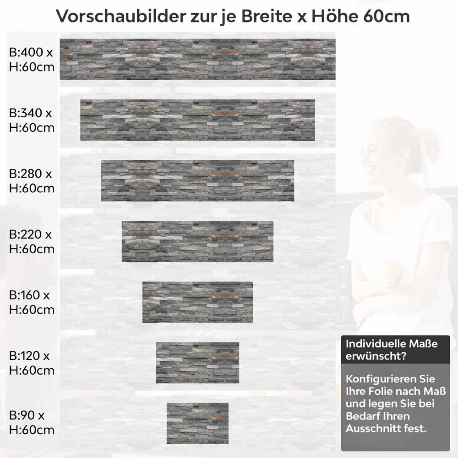 Küchenrückwand Folie - Vielschichtige Schieferoptik mit natürlichen Nuancen Höhe 60cm