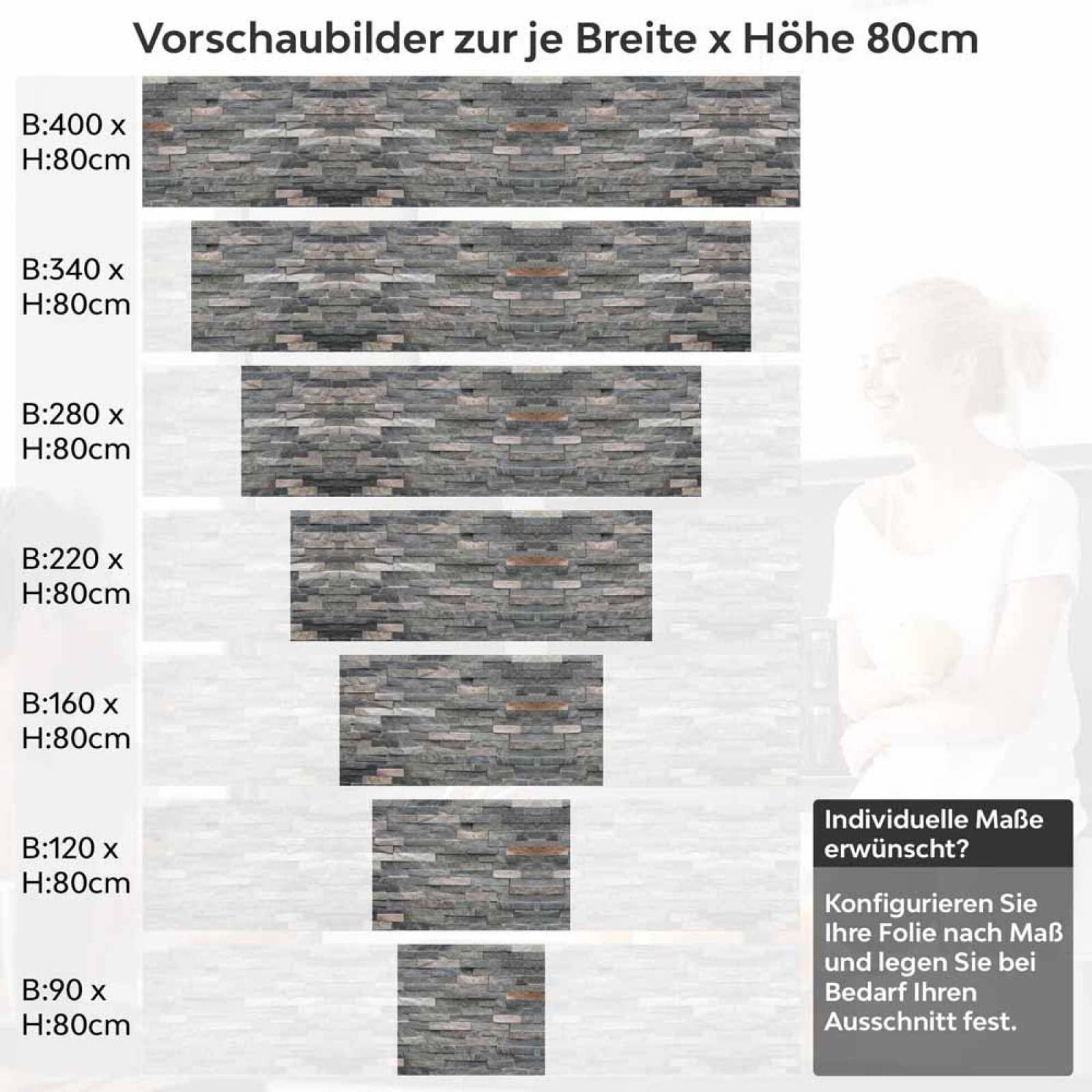 Küchenrückwand Folie - Vielschichtige Schieferoptik mit natürlichen Nuancen Höhe 80cm