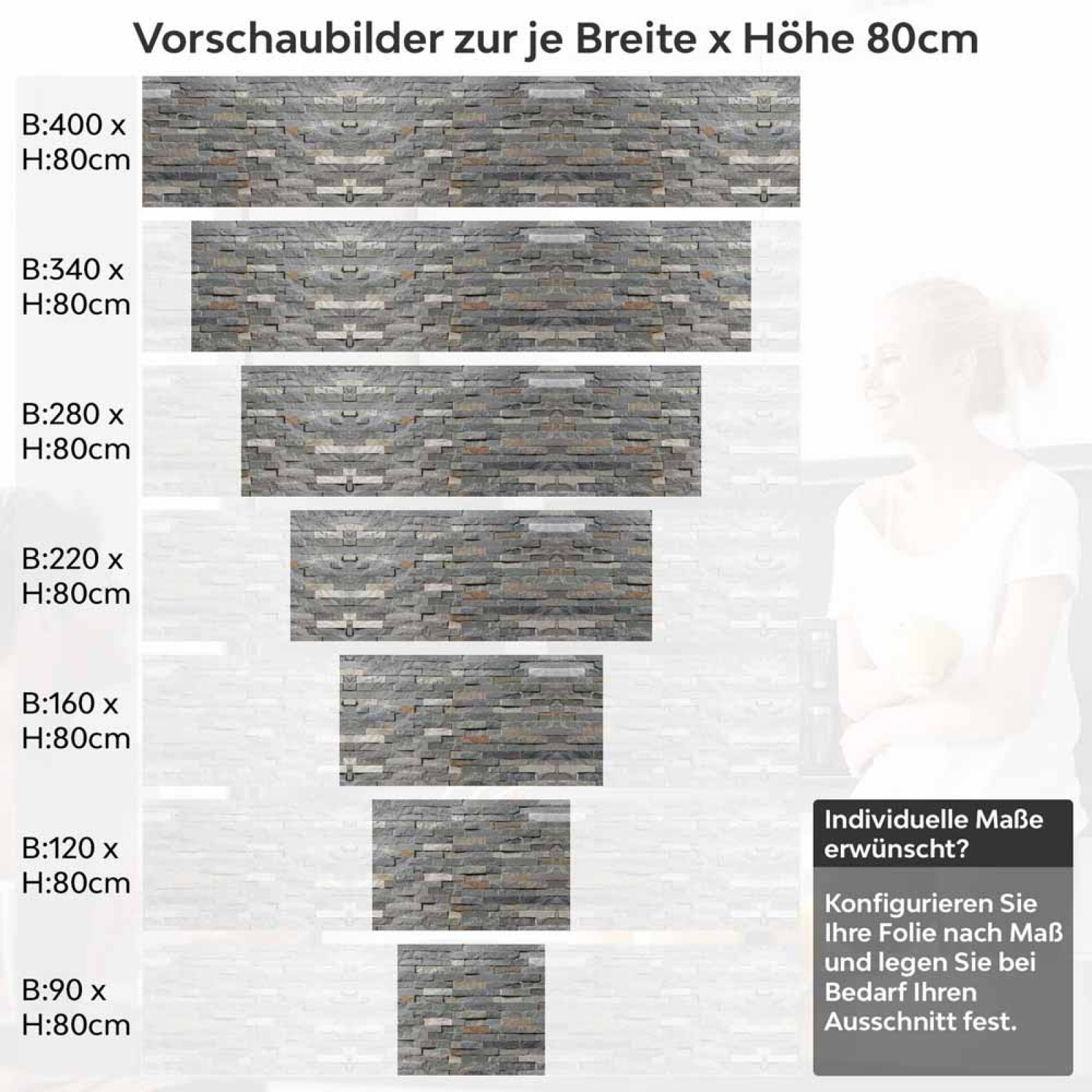 Küchenrückwand Folie Schieferoptik mit markanter Symmetrie Höhe 80cm