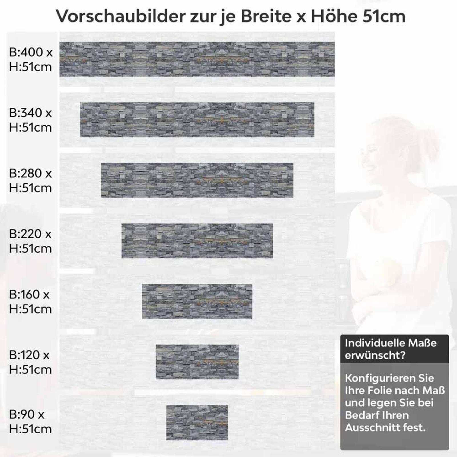 Küchenrückwand Folie Schieferplatten - Optik in Natursteinflair Höhe 51cm