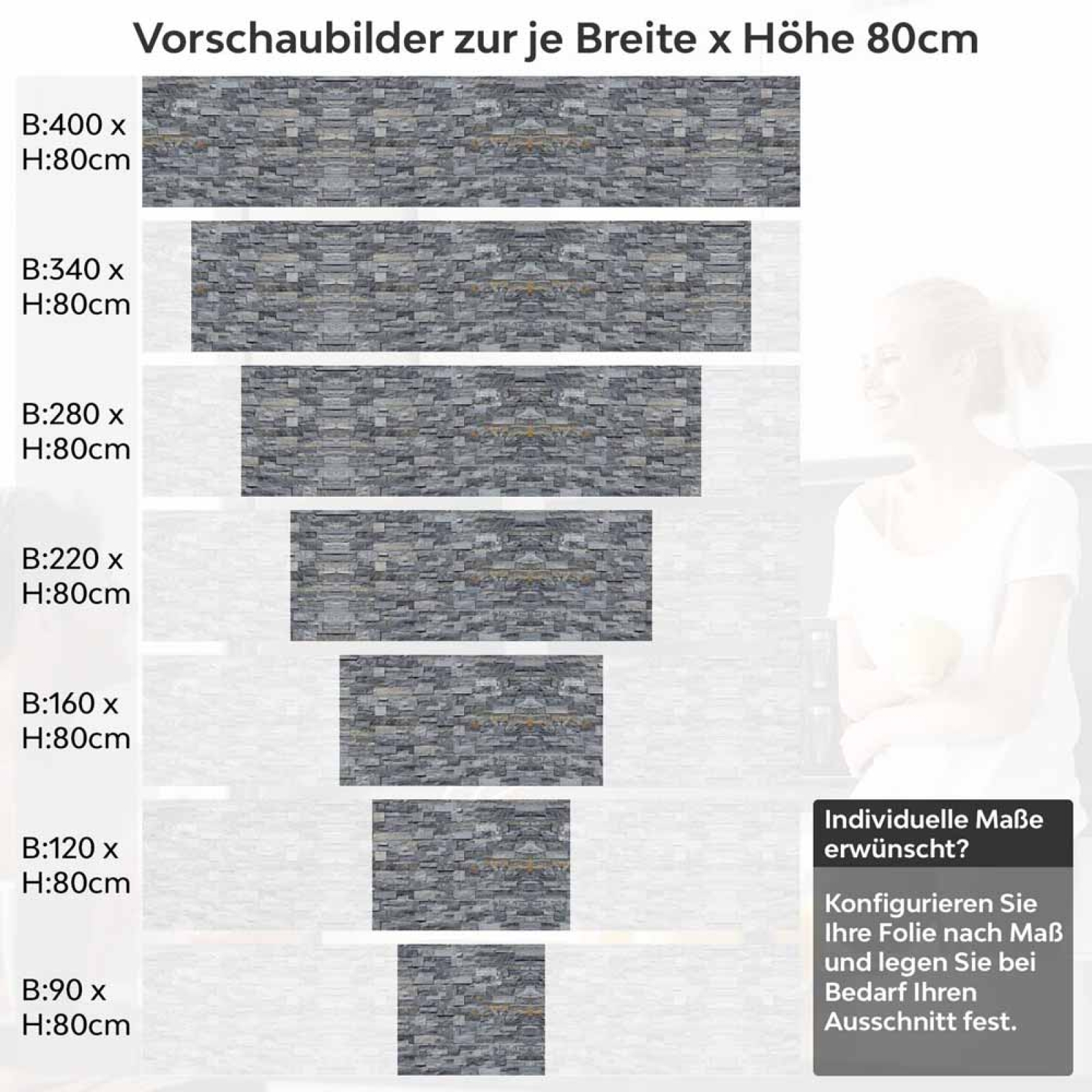 Küchenrückwand Folie Schieferplatten - Optik in Natursteinflair Höhe 80cm
