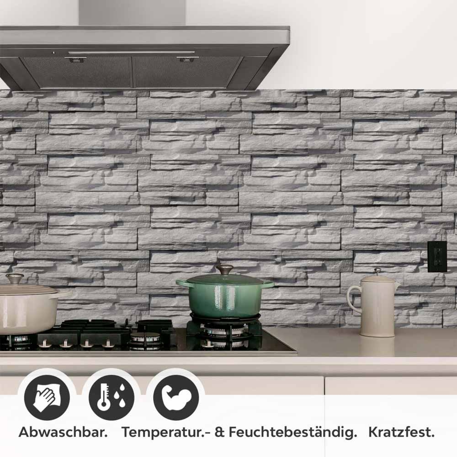 Küchenrückwand Folie graue Schieferstein Textur Detailbild 1