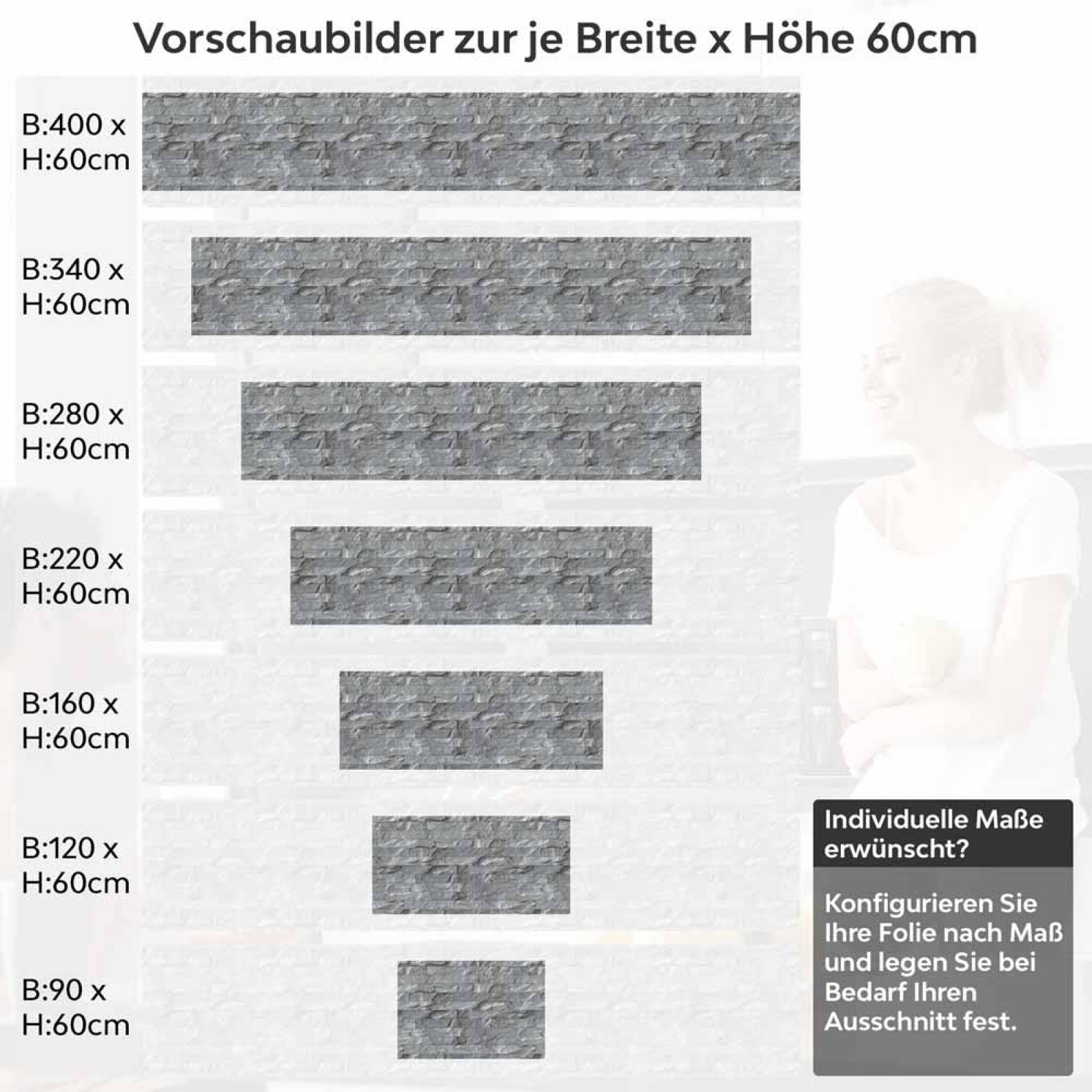 Küchenrückwand Folie Schiefer Steinoptik Anthrazit Höhe 60cm