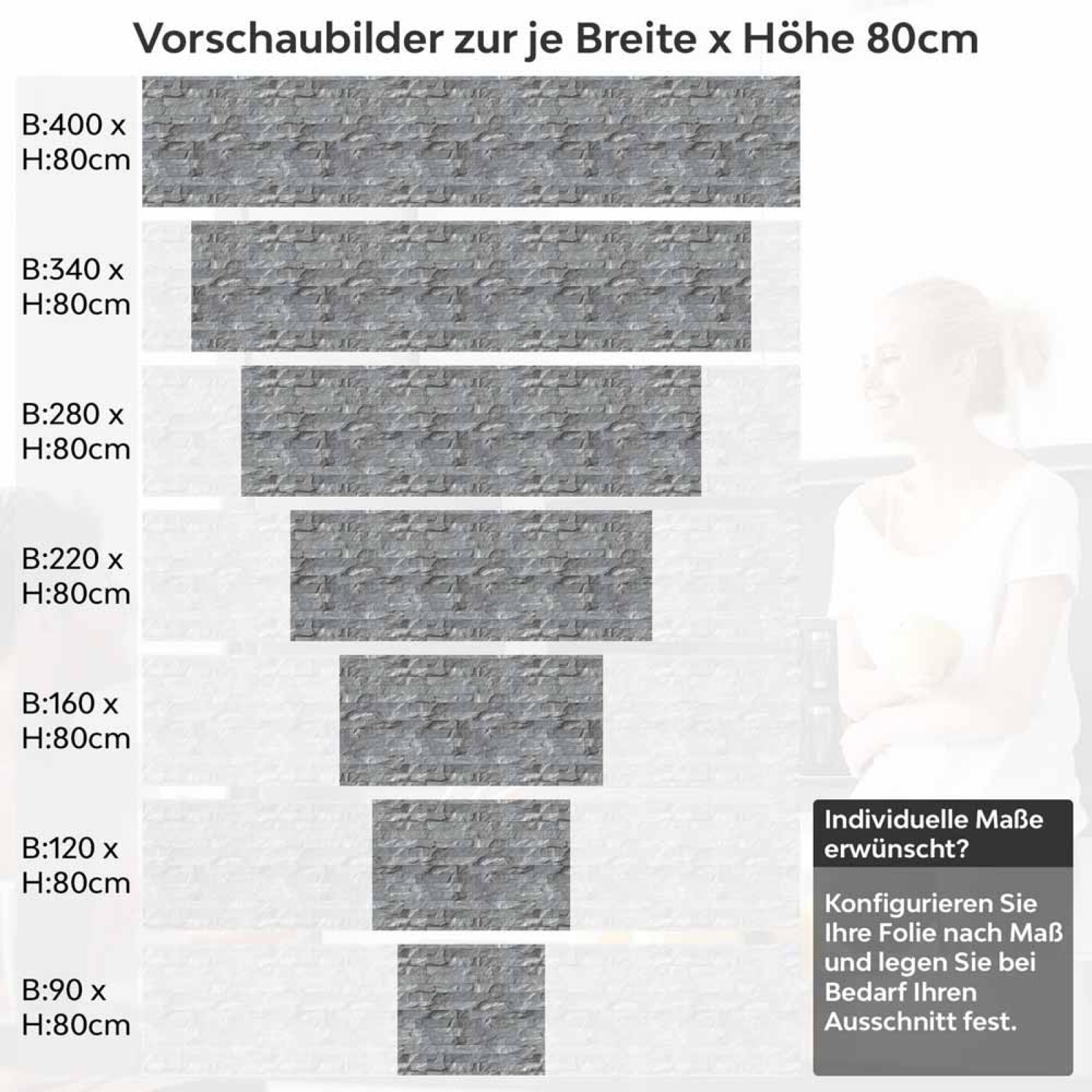Küchenrückwand Folie Schiefer Steinoptik Anthrazit Höhe 80cm