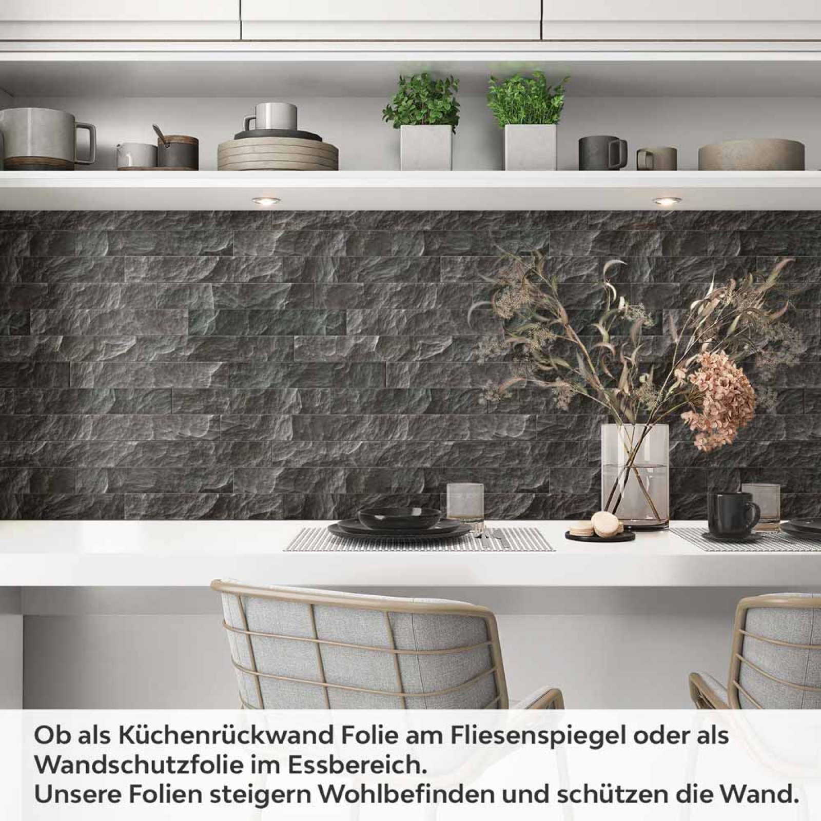 Küchenrückwand Folie Schieferstein-Optik für ein luxuriöses Ambiente Artikelbild 1