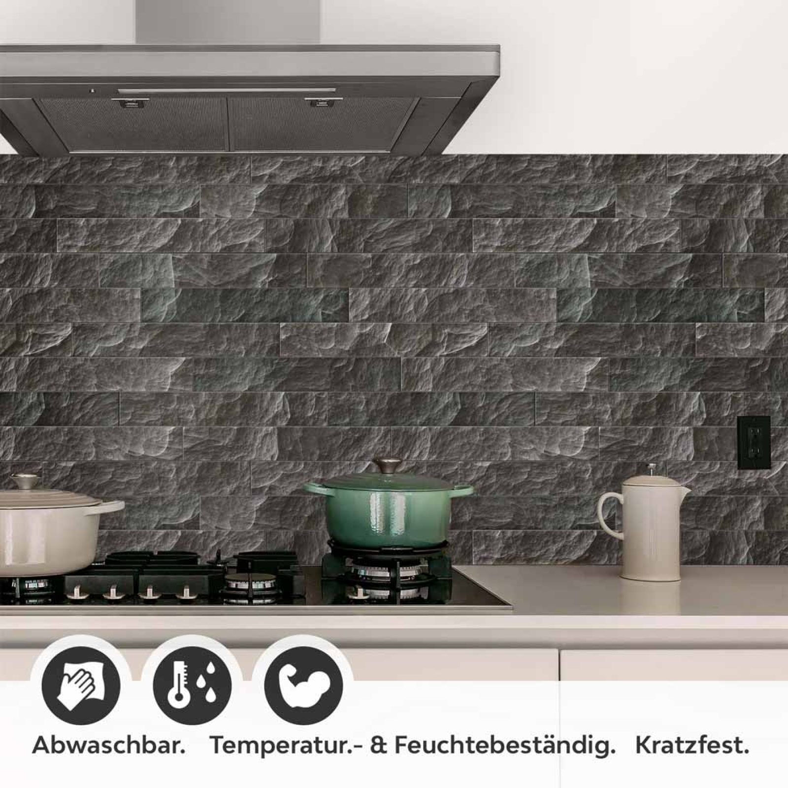 Küchenrückwand Folie Schieferstein-Optik für ein luxuriöses Ambiente Detailbild 1