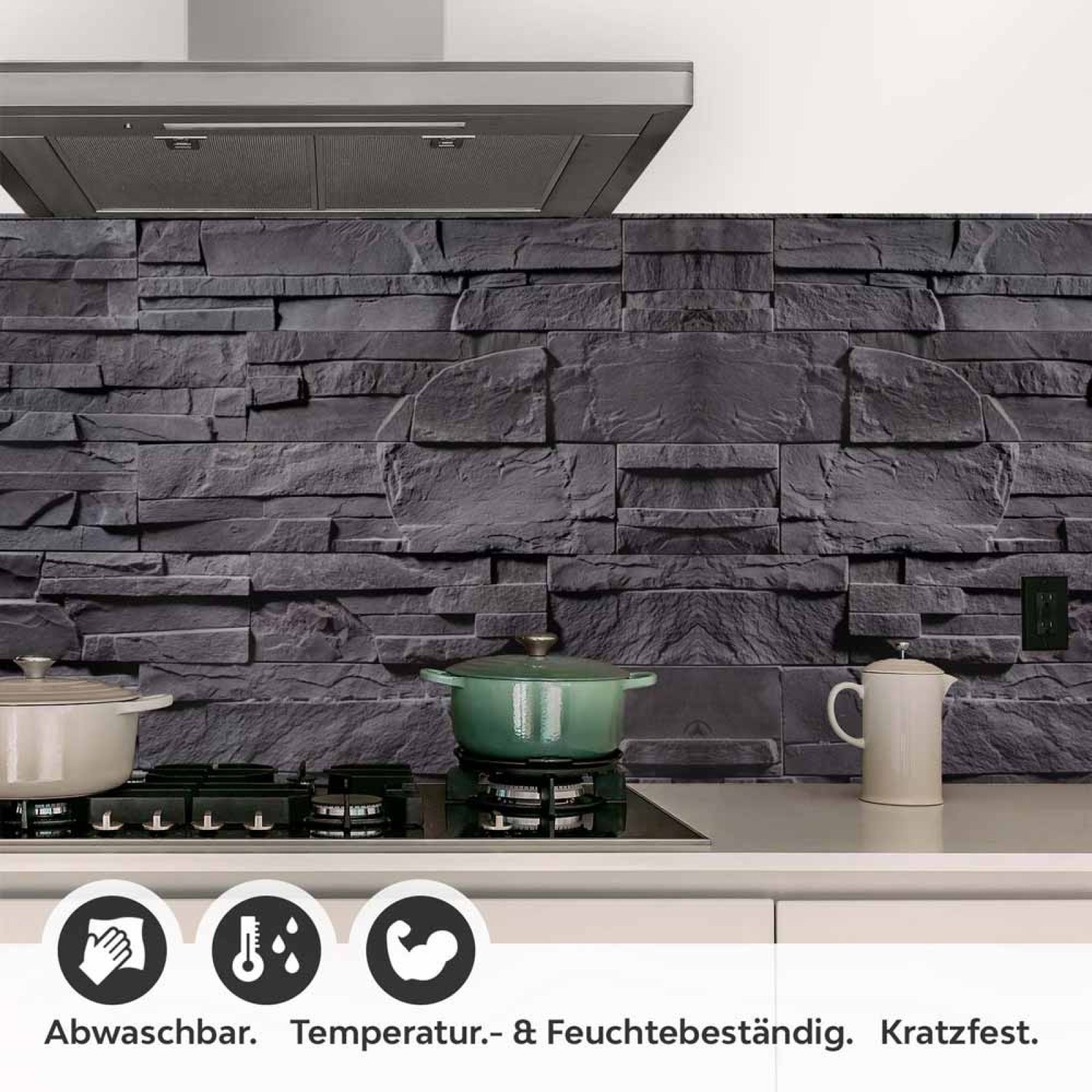Küchenrückwand Folie Anthrazit-Schiefer - Premium-Look für moderne Küchen Detailbild 1