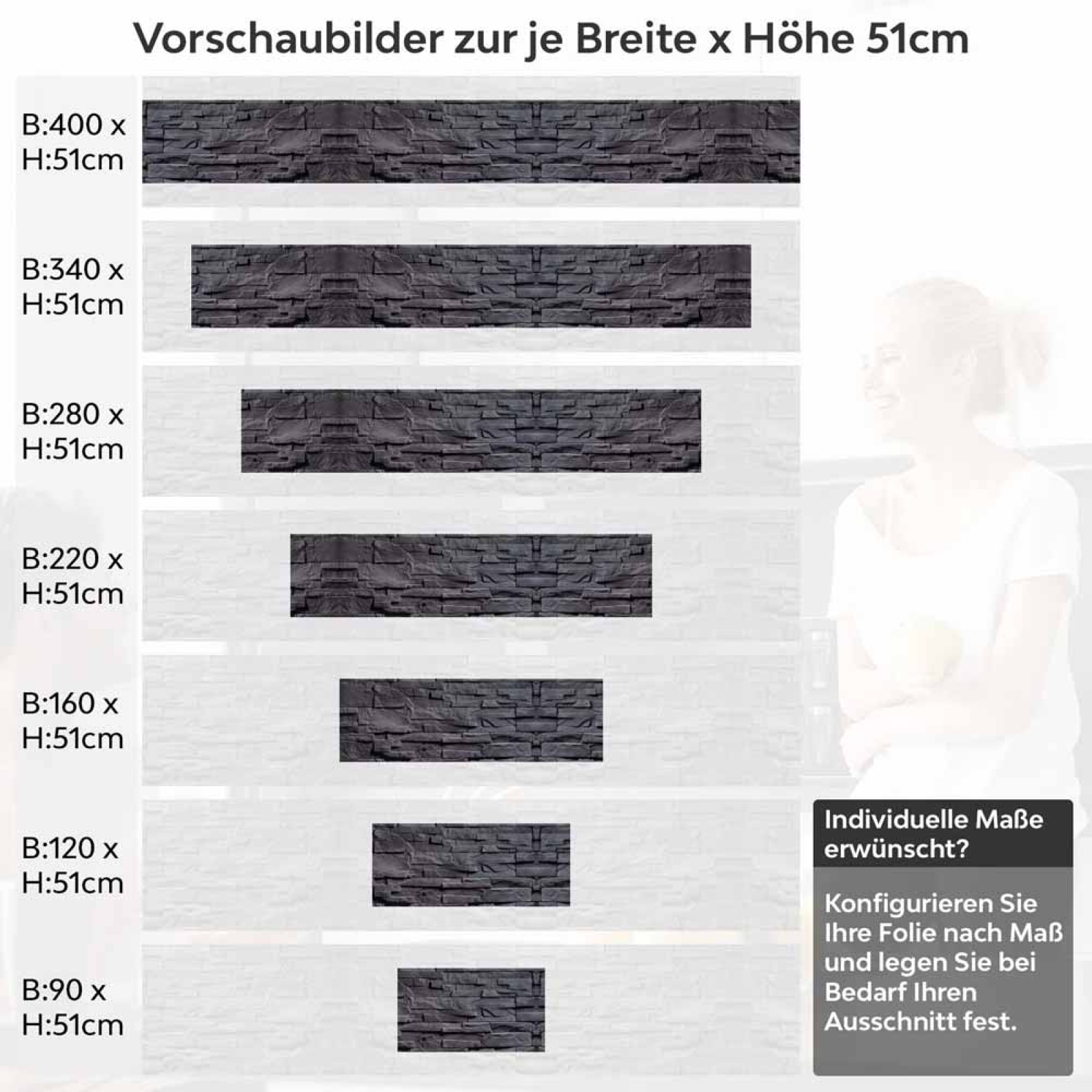 Küchenrückwand Folie Anthrazit-Schiefer - Premium-Look für moderne Küchen Höhe 51cm
