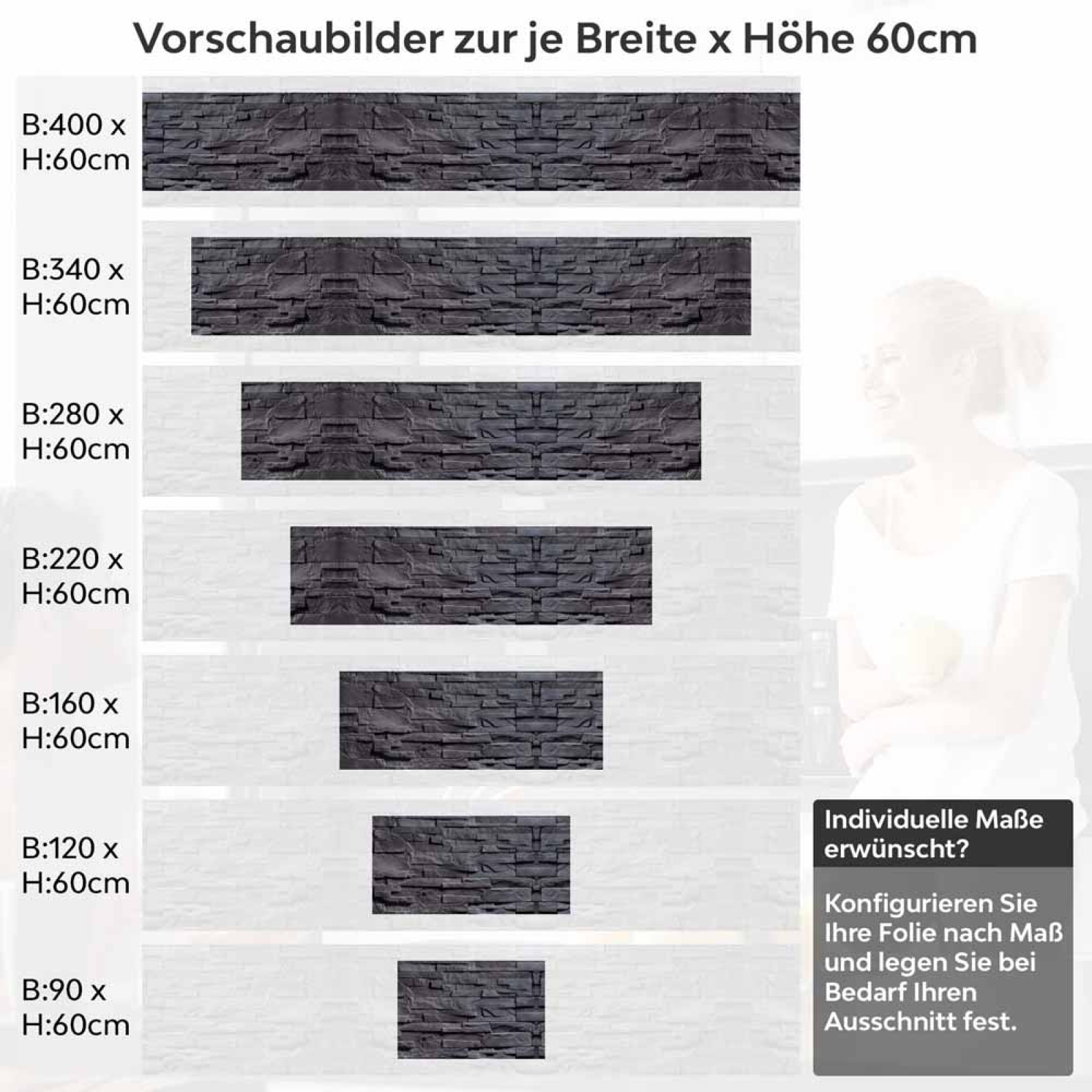 Küchenrückwand Folie Anthrazit-Schiefer - Premium-Look für moderne Küchen Höhe 60cm