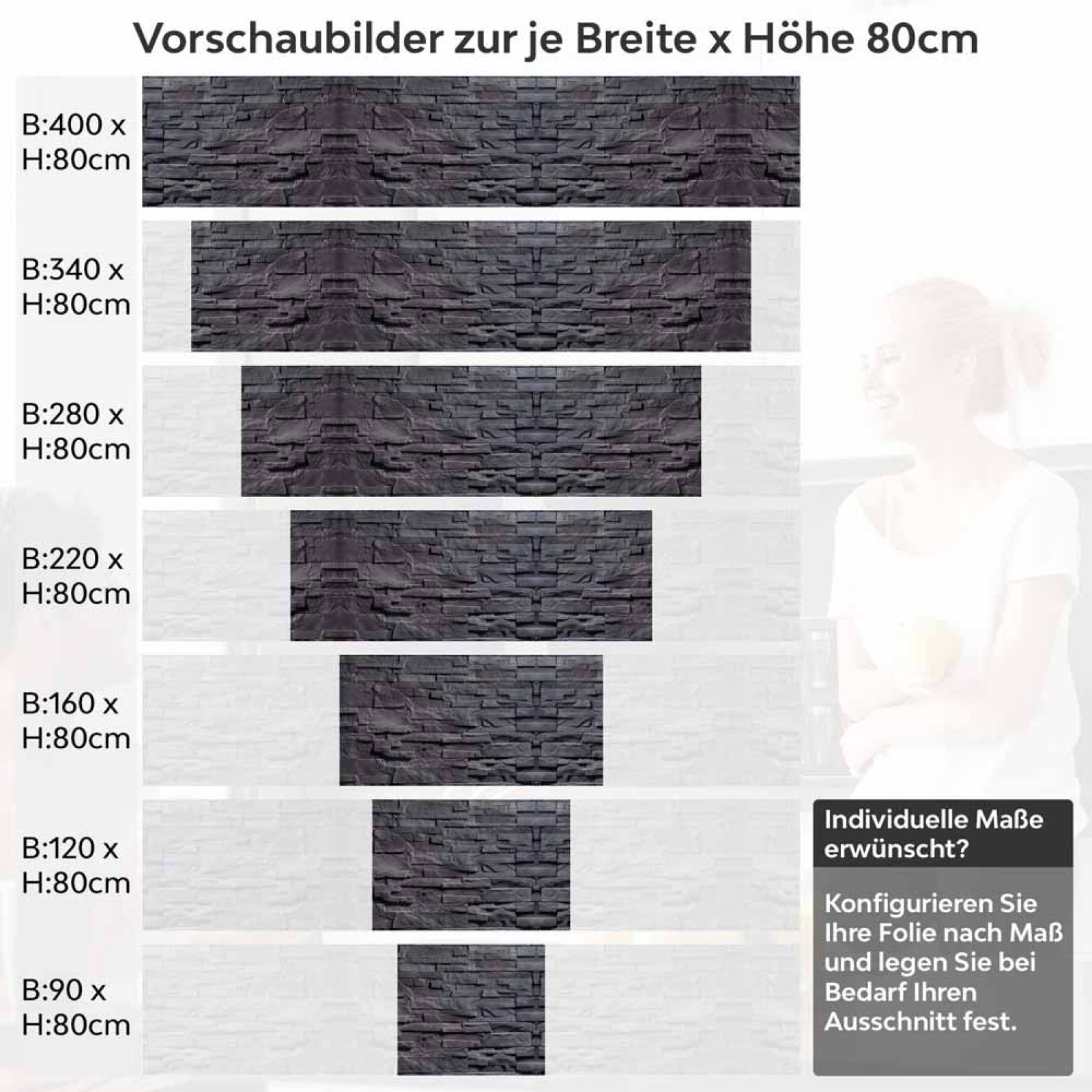 Küchenrückwand Folie Anthrazit-Schiefer - Premium-Look für moderne Küchen Höhe 80cm