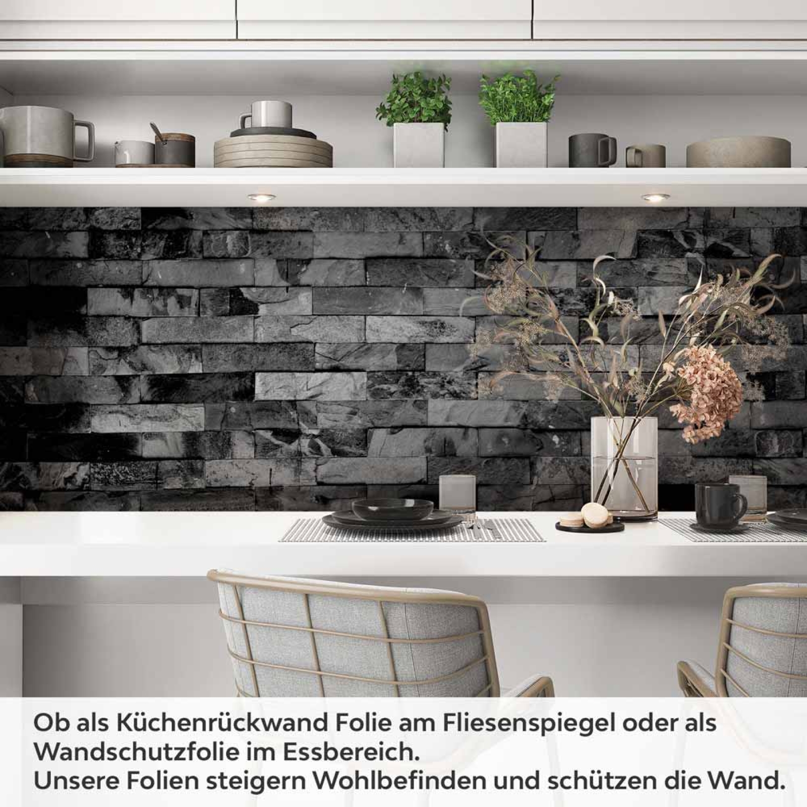 Küchenrückwand Folie Schieferoptik Schwarz - Eleganz für Ihre Küche Artikelbild 1