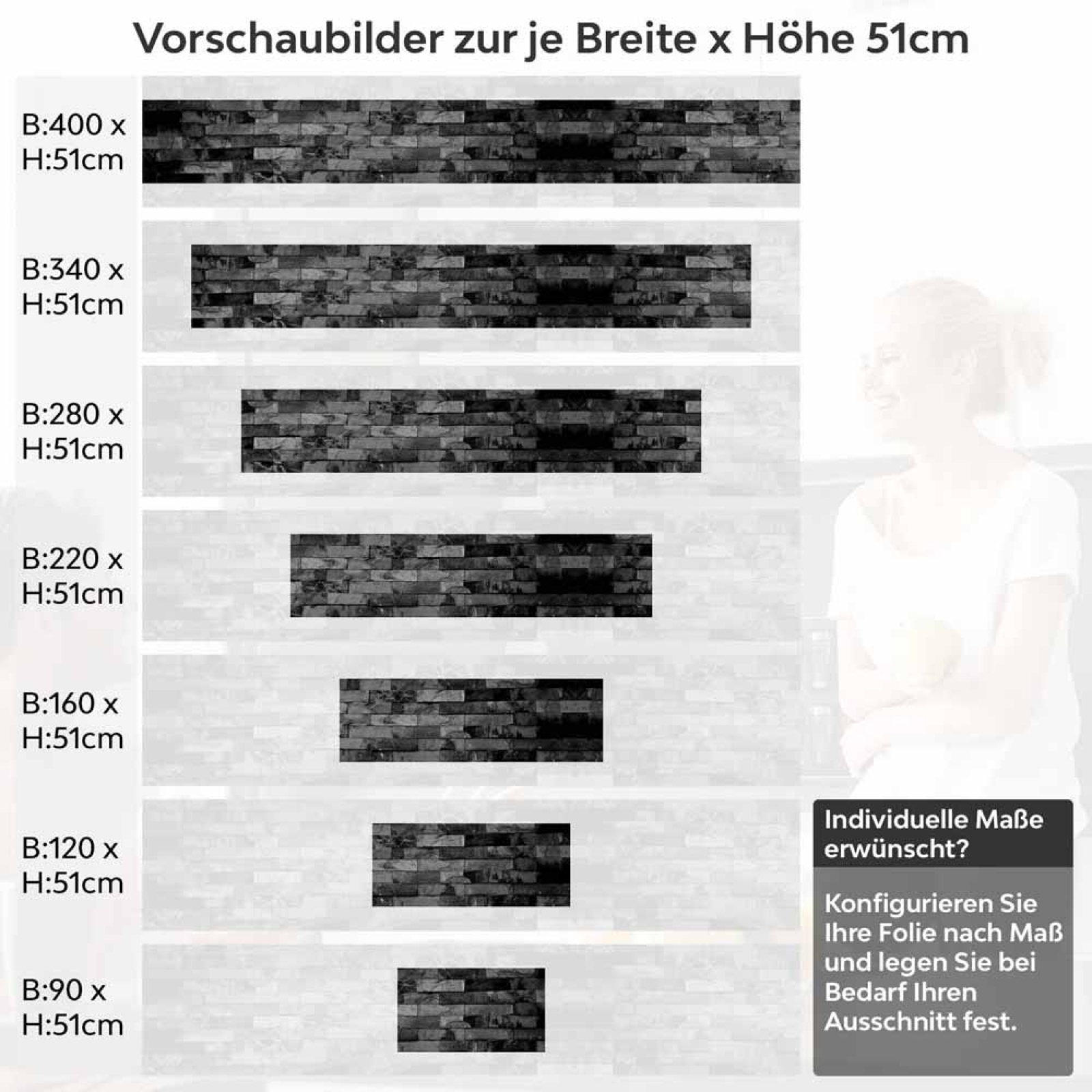 Küchenrückwand Folie Schieferoptik Schwarz - Eleganz für Ihre Küche Höhe 51cm