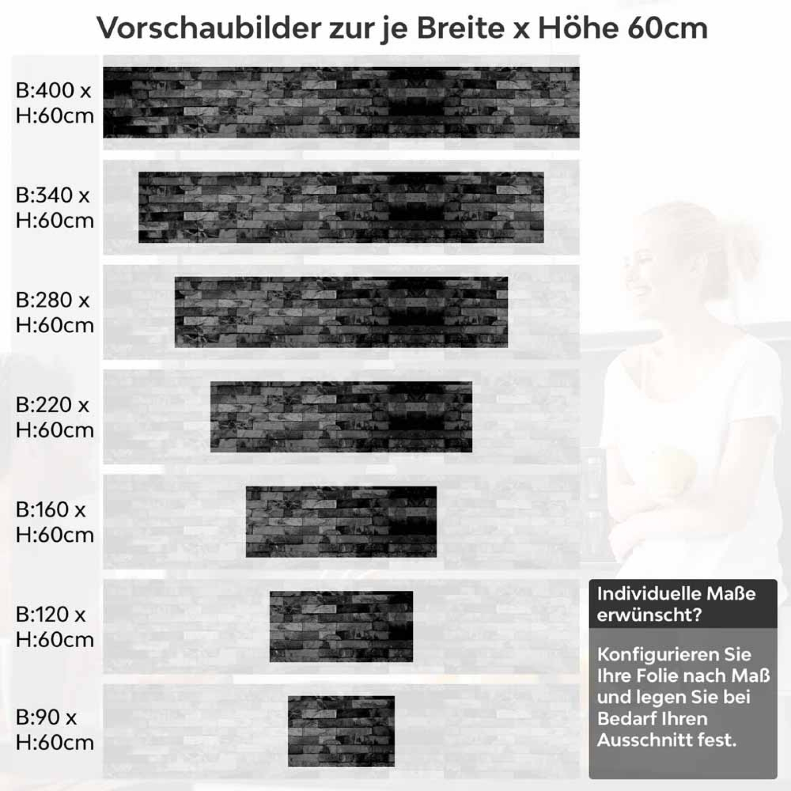 Küchenrückwand Folie Schieferoptik Schwarz - Eleganz für Ihre Küche Höhe 60cm