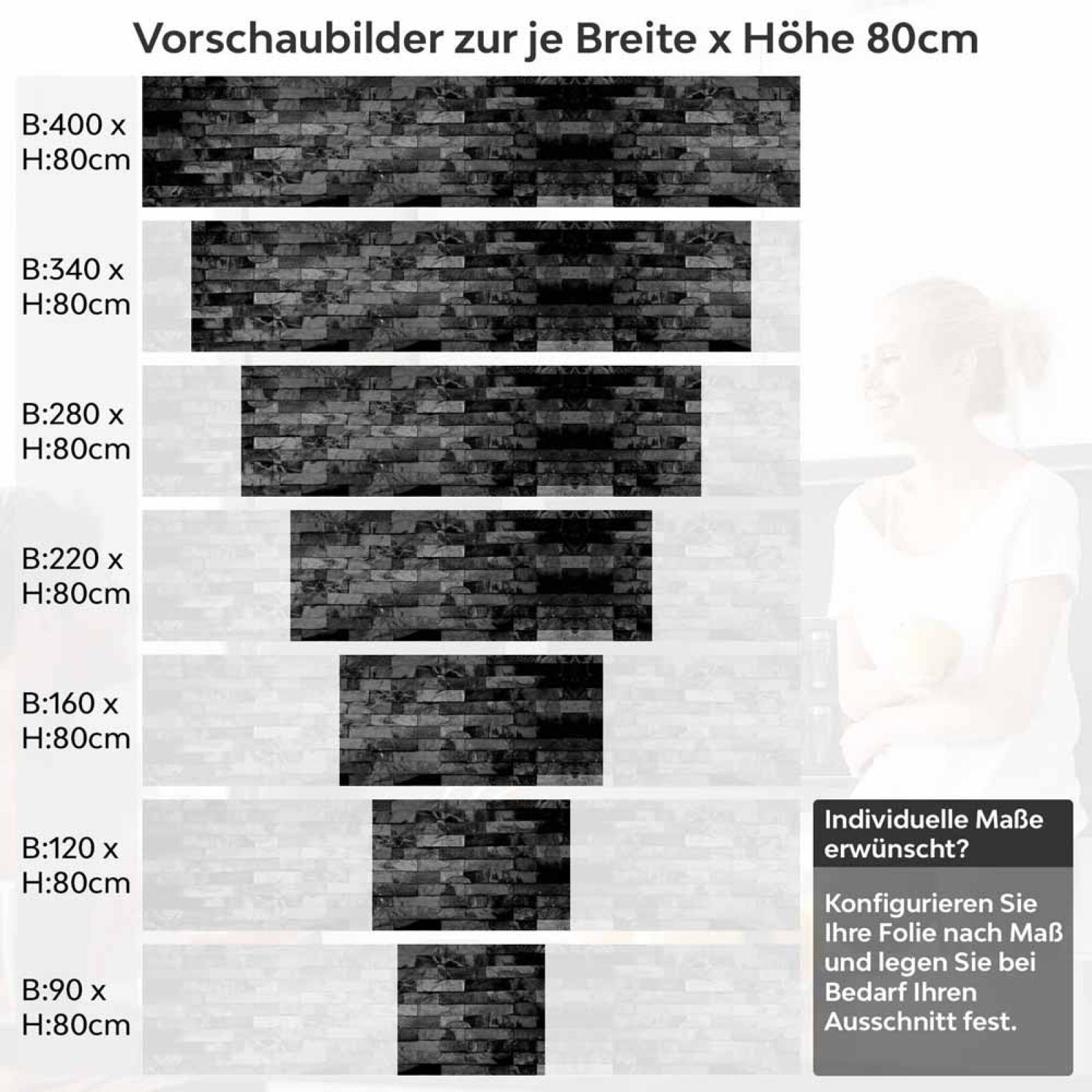 Küchenrückwand Folie Schieferoptik Schwarz - Eleganz für Ihre Küche Höhe 80cm