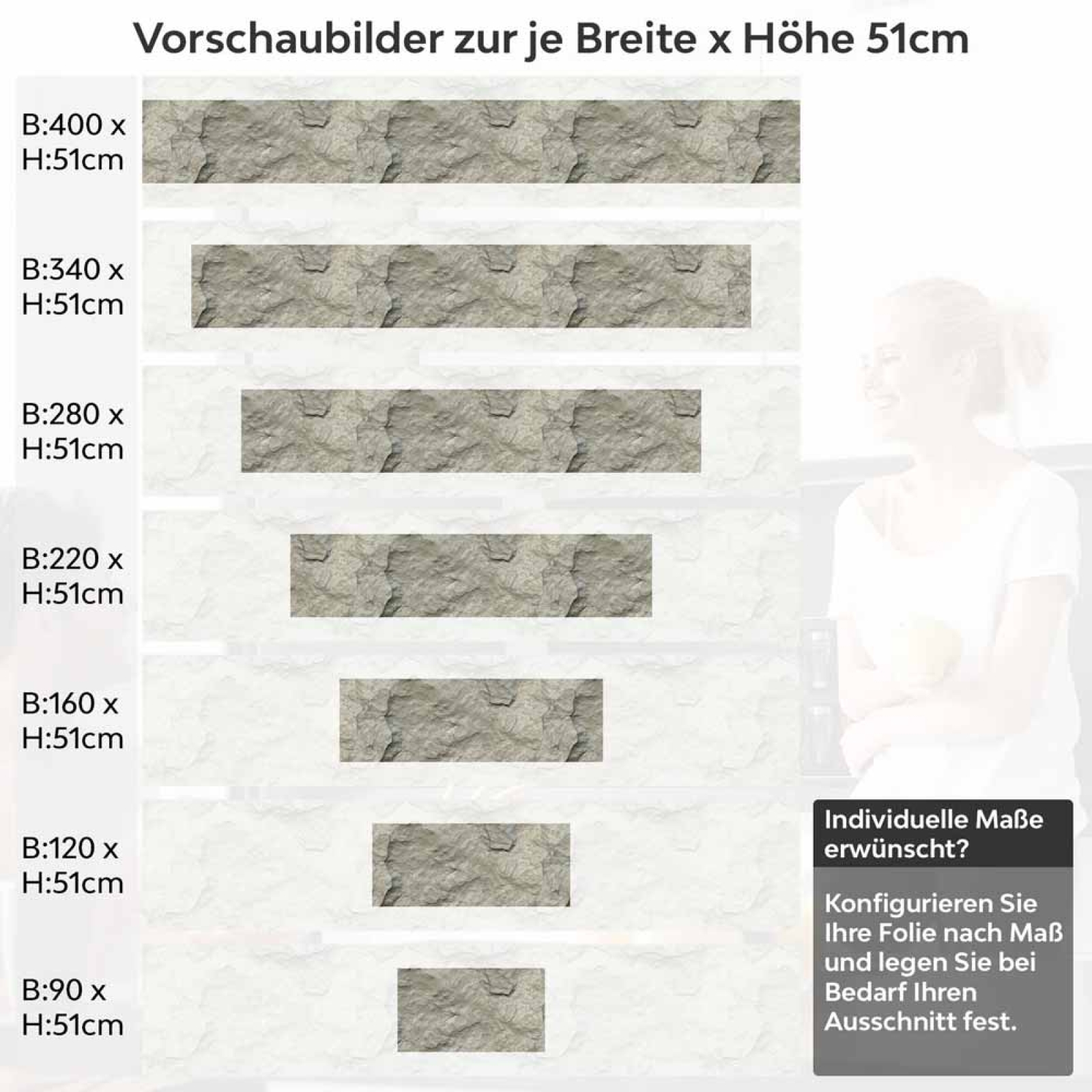 Küchenrückwand Folie Felsoptik - Stein-Look für Ihre Wohlfühlküche Höhe 51cm