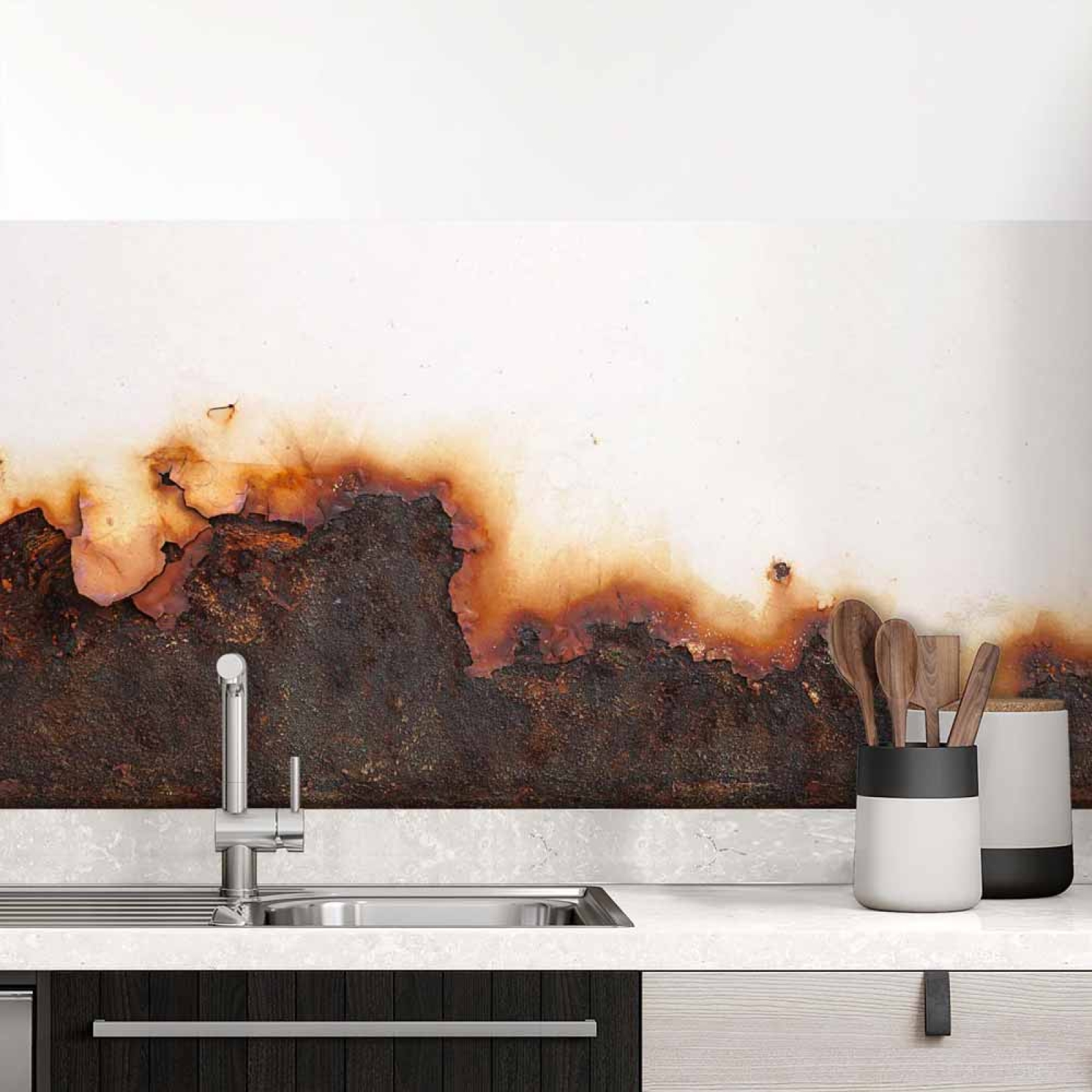 Küchenrückwand Folie Rostoptik - Industrielles Design für moderne Küchen Hauptbild 1