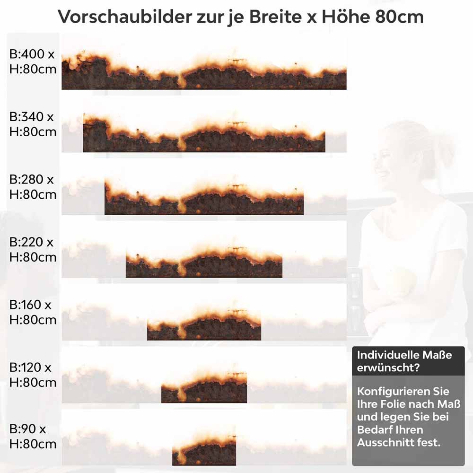 Küchenrückwand Folie Rostoptik - Industrielles Design für moderne Küchen Höhe 80cm
