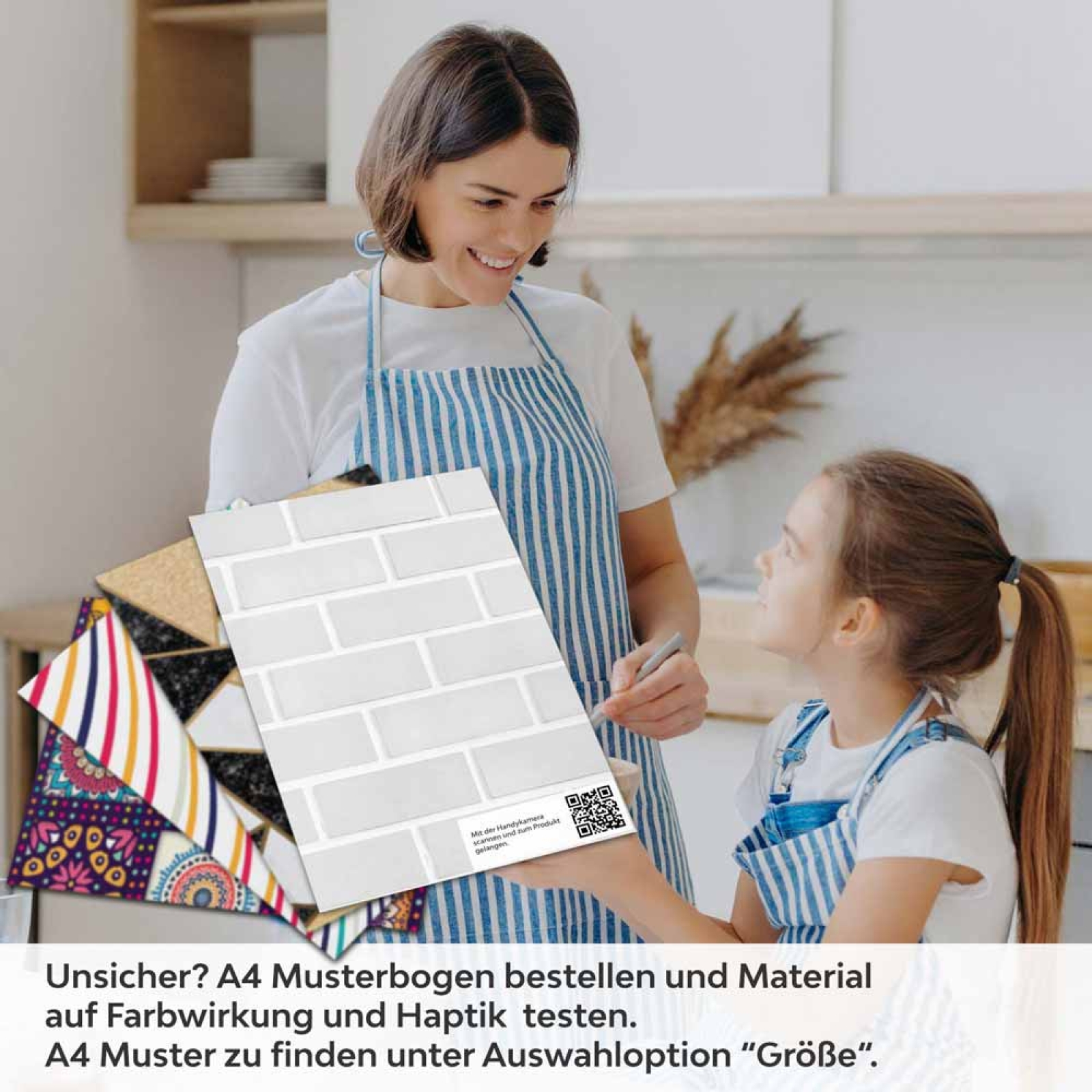 Küchenrückwand Folie Heller Ziegel-Look - Design, das begeistert A4 Muster