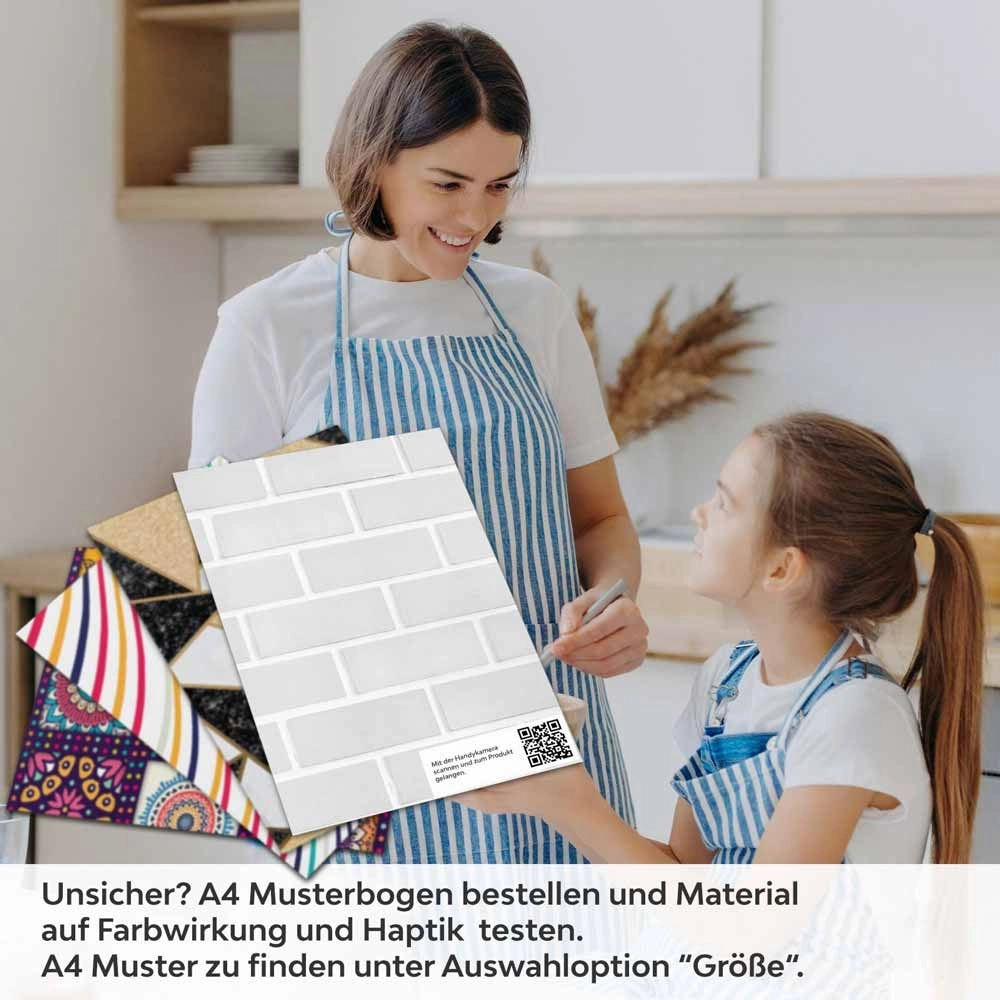 Küchenrückwand Folie Heller Ziegel-Look - Design, das begeistert A4 Muster