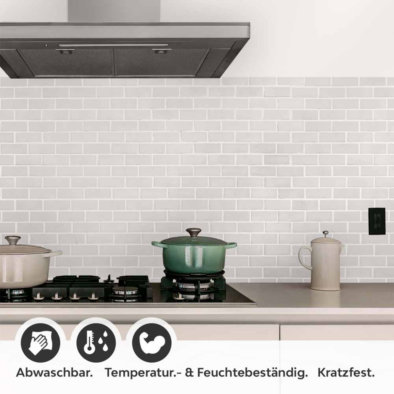 Küchenrückwand Folie Heller Ziegel-Look - Design, das begeistert Detailbild 1