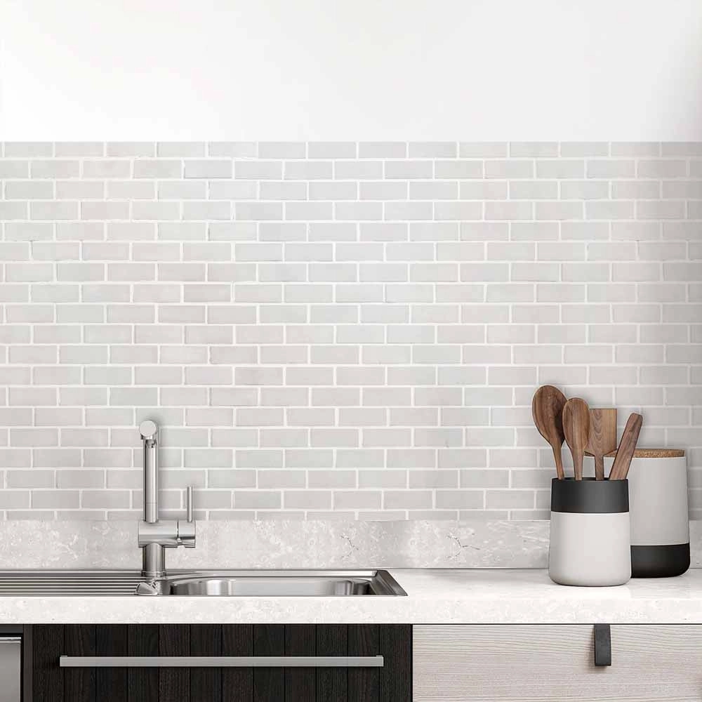 Küchenrückwand Folie Heller Ziegel-Look - Design, das begeistert Hauptbild