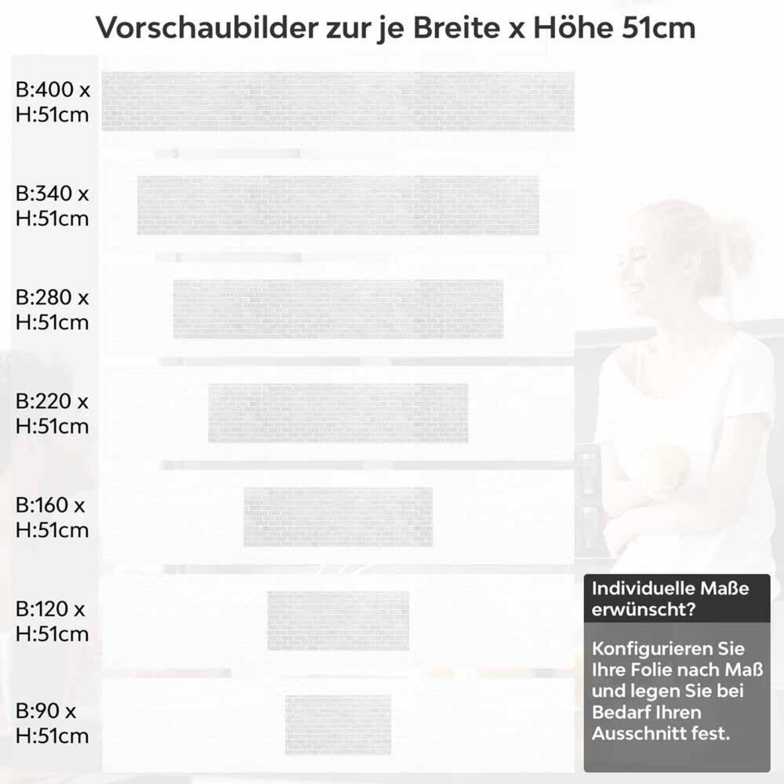 Küchenrückwand Folie Heller Ziegel-Look - Design, das begeistert Höhe 51cm