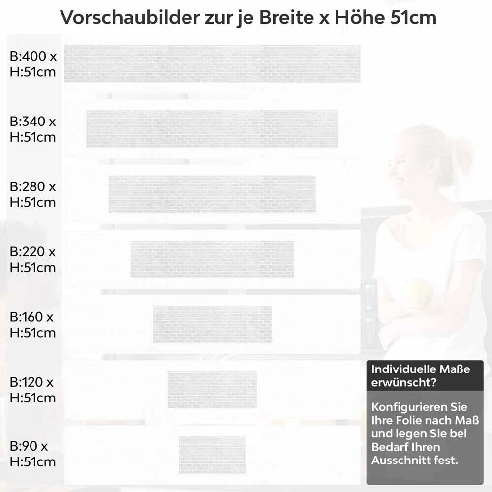 Küchenrückwand Folie Heller Ziegel-Look - Design, das begeistert Höhe 51cm