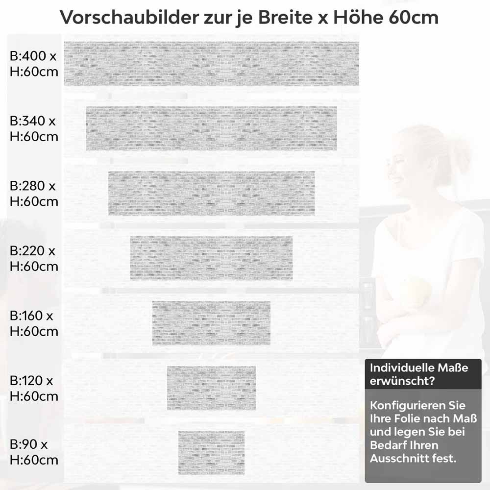 Küchenrückwand Folie Maueroptik Grau-Weiß - Skandinavisches Flair Höhe 60cm