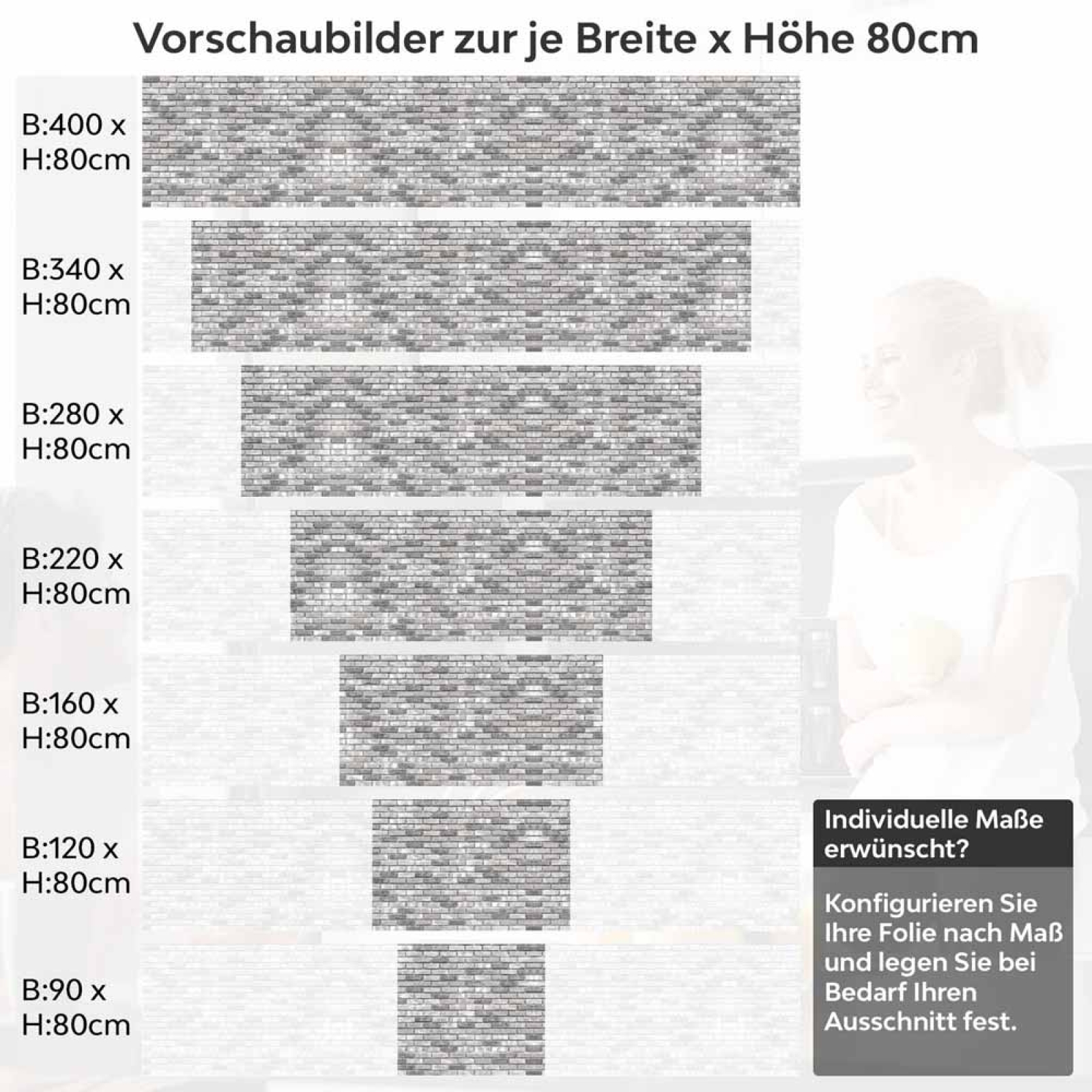 Küchenrückwand Folie Antike Backstein Struktur Höhe 80cm