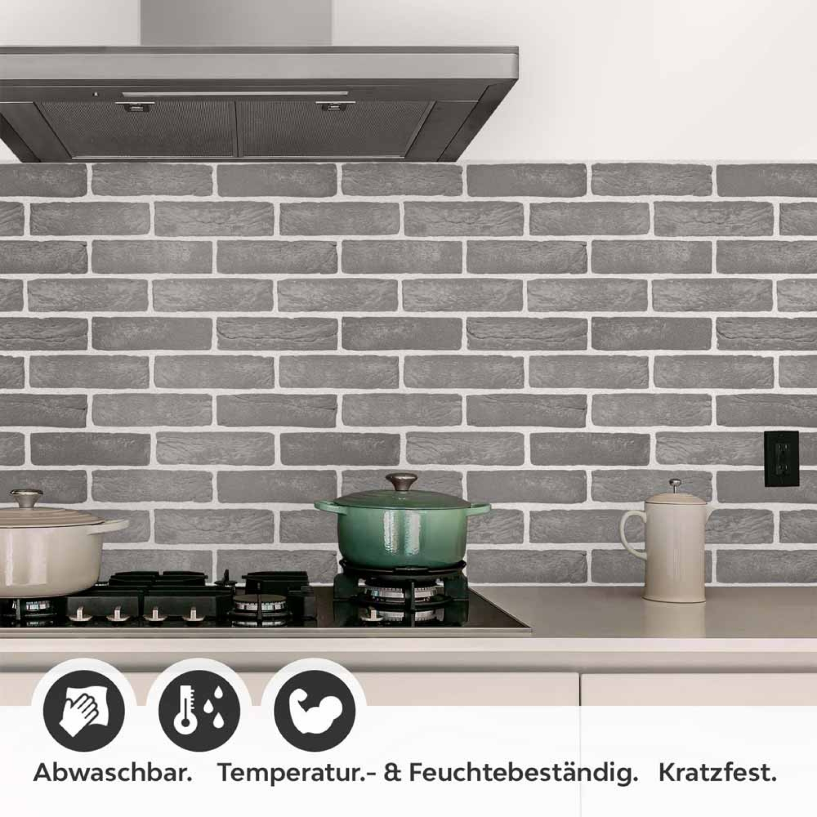 Küchenrückwand Folie Urbanes Ziegeldesign Detailbild 1
