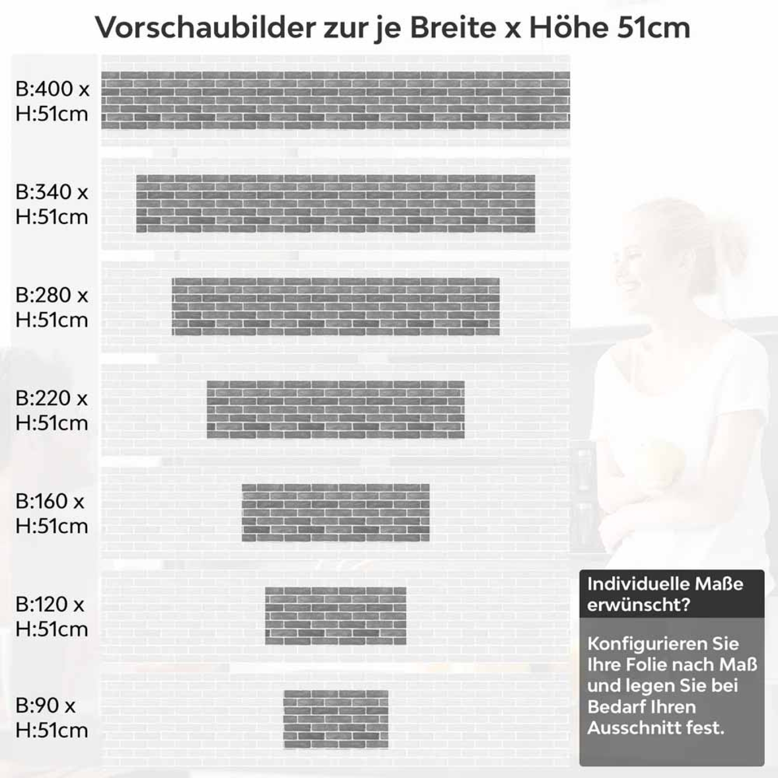 Küchenrückwand Folie Urbanes Ziegeldesign Höhe 51cm