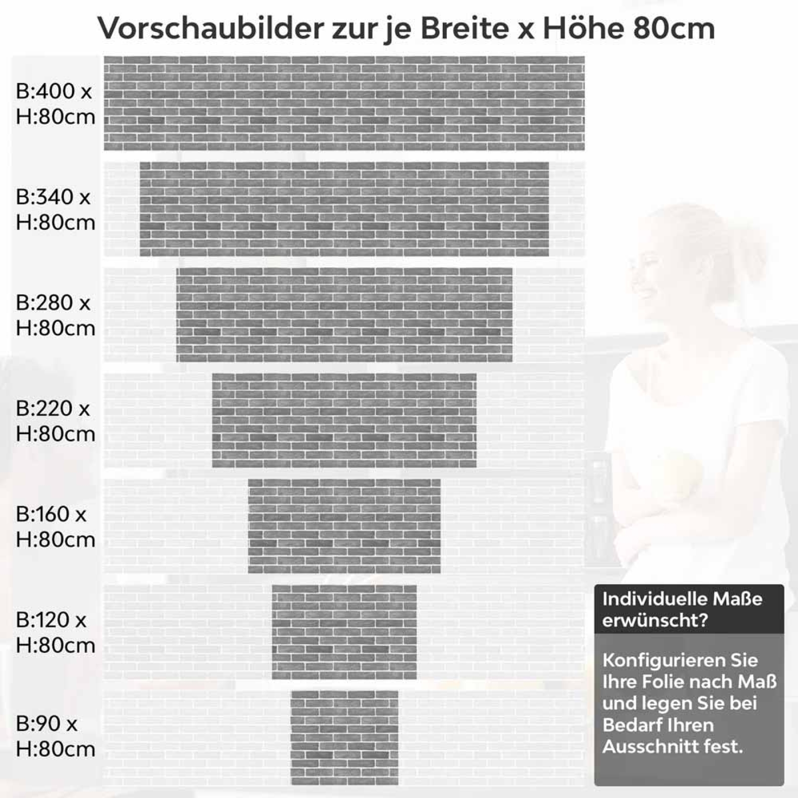 Küchenrückwand Folie Urbanes Ziegeldesign Höhe 80cm