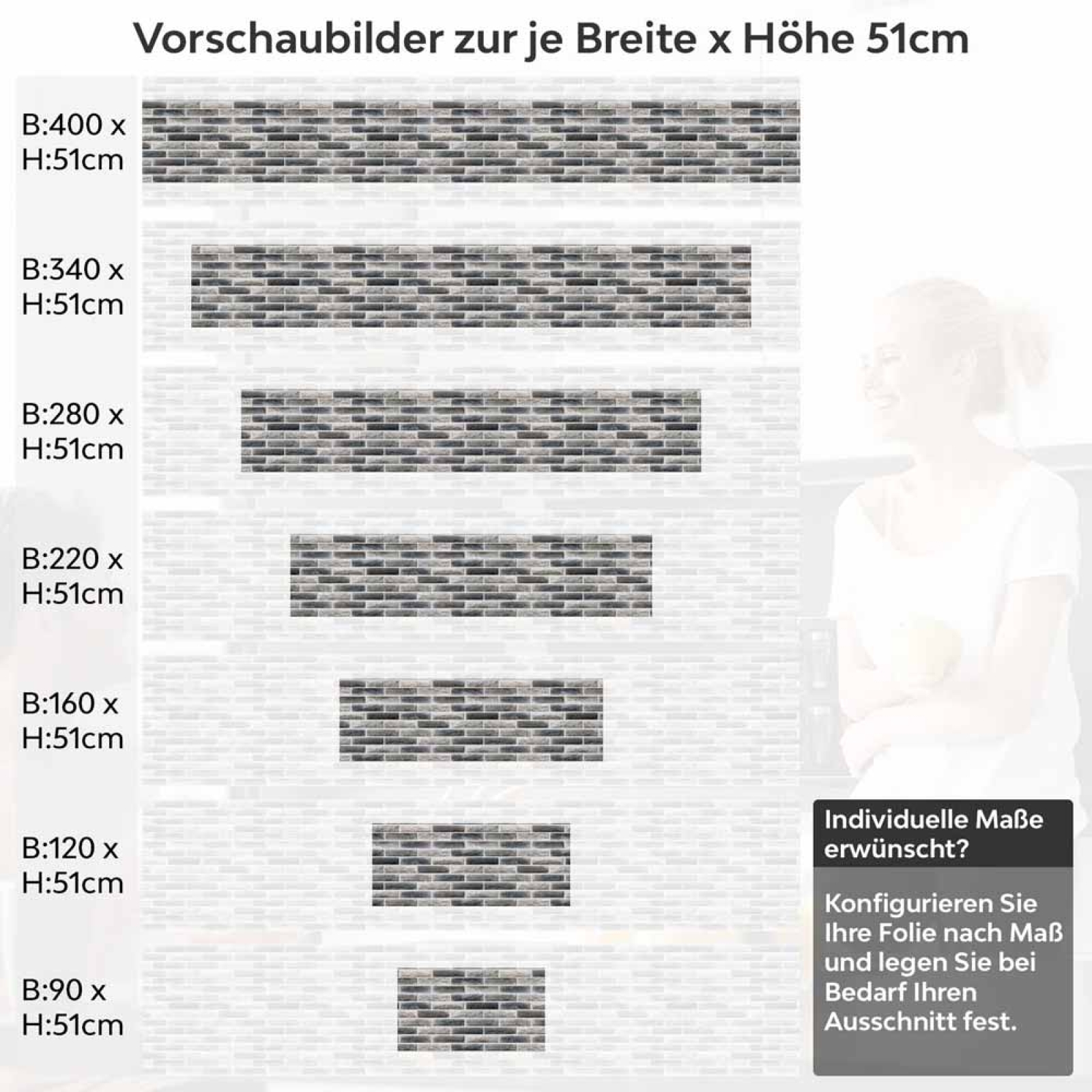 Küchenrückwand Folie Moderne Ziegelwand Höhe 51cm