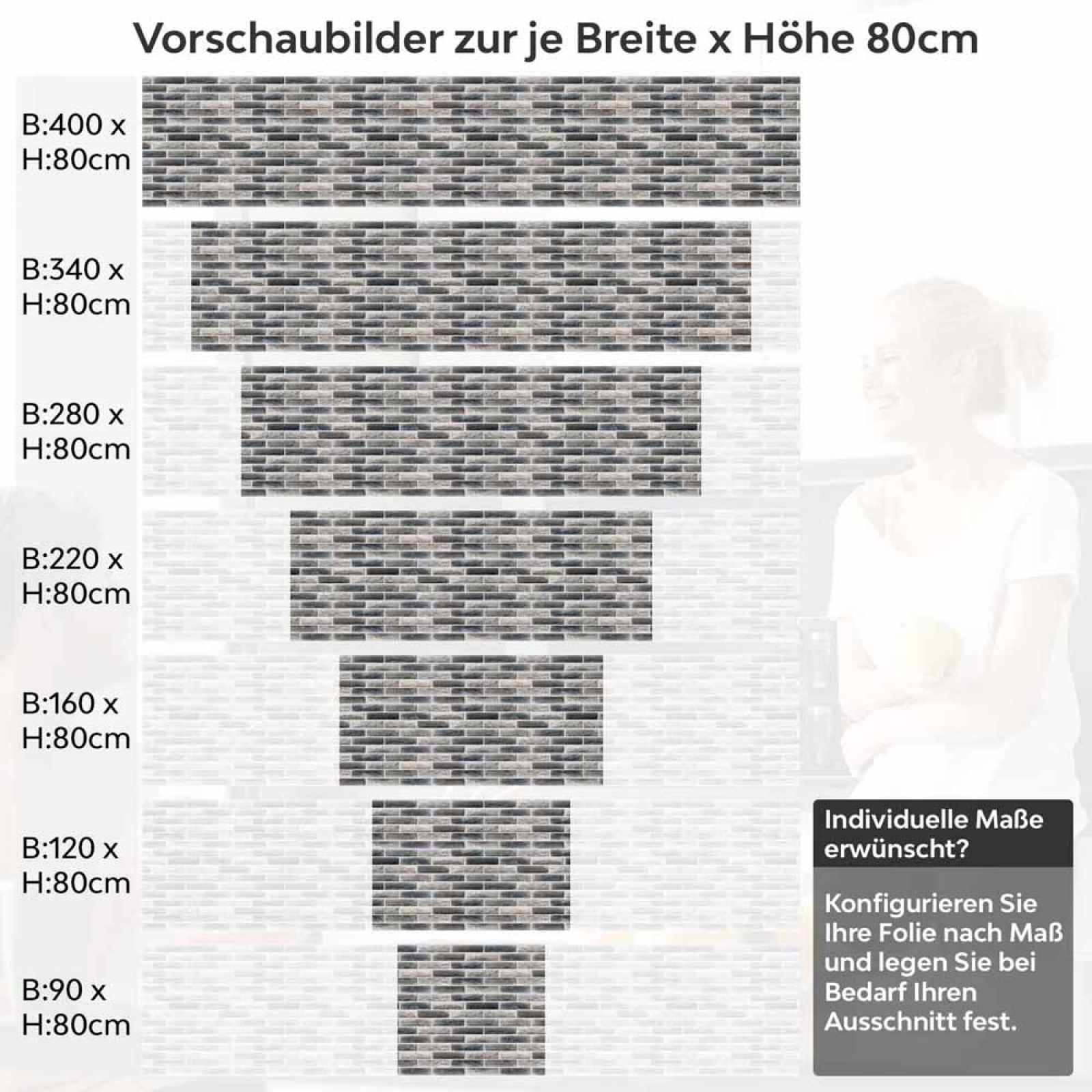 Küchenrückwand Folie Moderne Ziegelwand Höhe 80cm