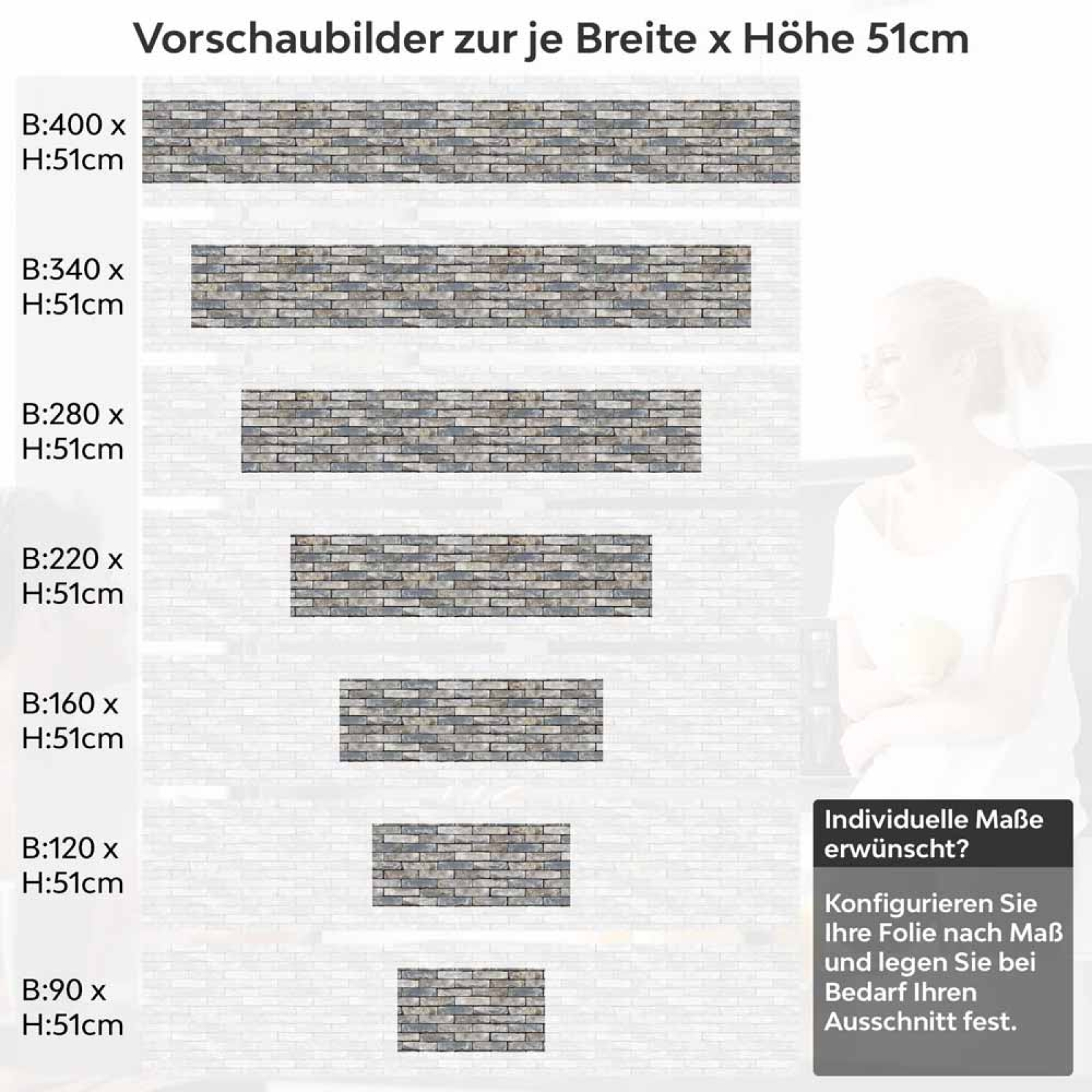 Küchenrückwand Folie Mauerziegel - Industrial-Stil für Ihre Küche Höhe 51cm