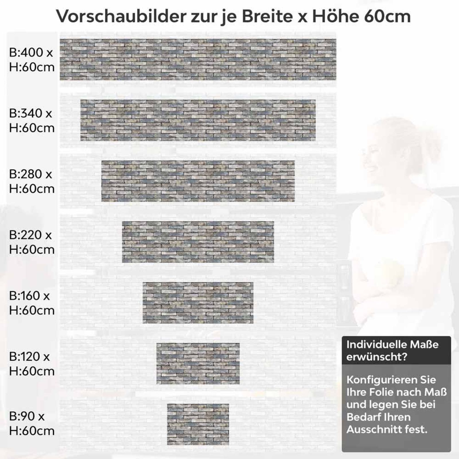 Küchenrückwand Folie Mauerziegel - Industrial-Stil für Ihre Küche Höhe 60cm