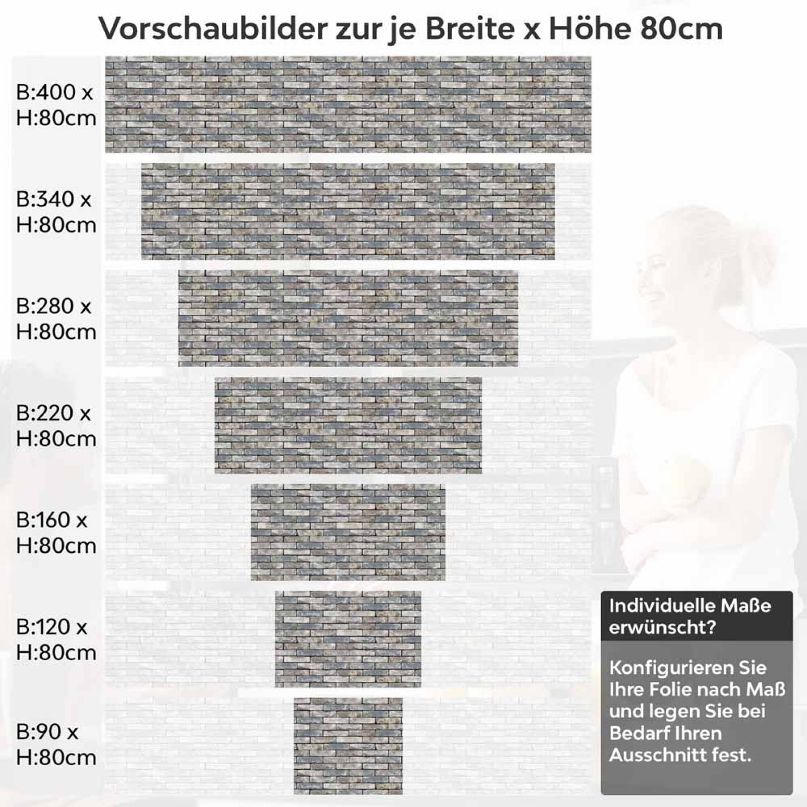 Küchenrückwand Folie Mauerziegel - Industrial-Stil für Ihre Küche Höhe 80cm