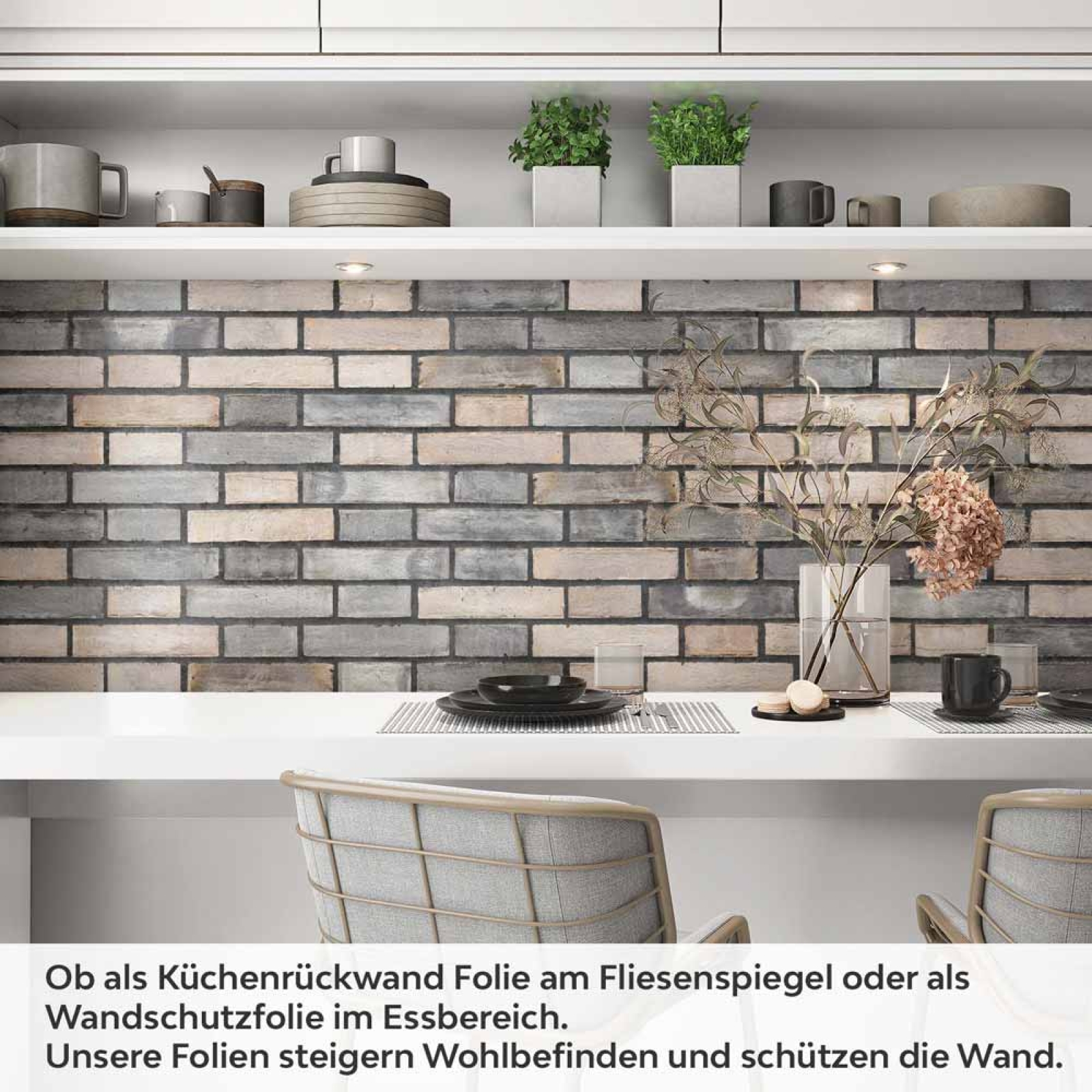 Küchenrückwand Folie Klinker Riemchen - Robuste Ziegelstein-Optik Artikelbild 1