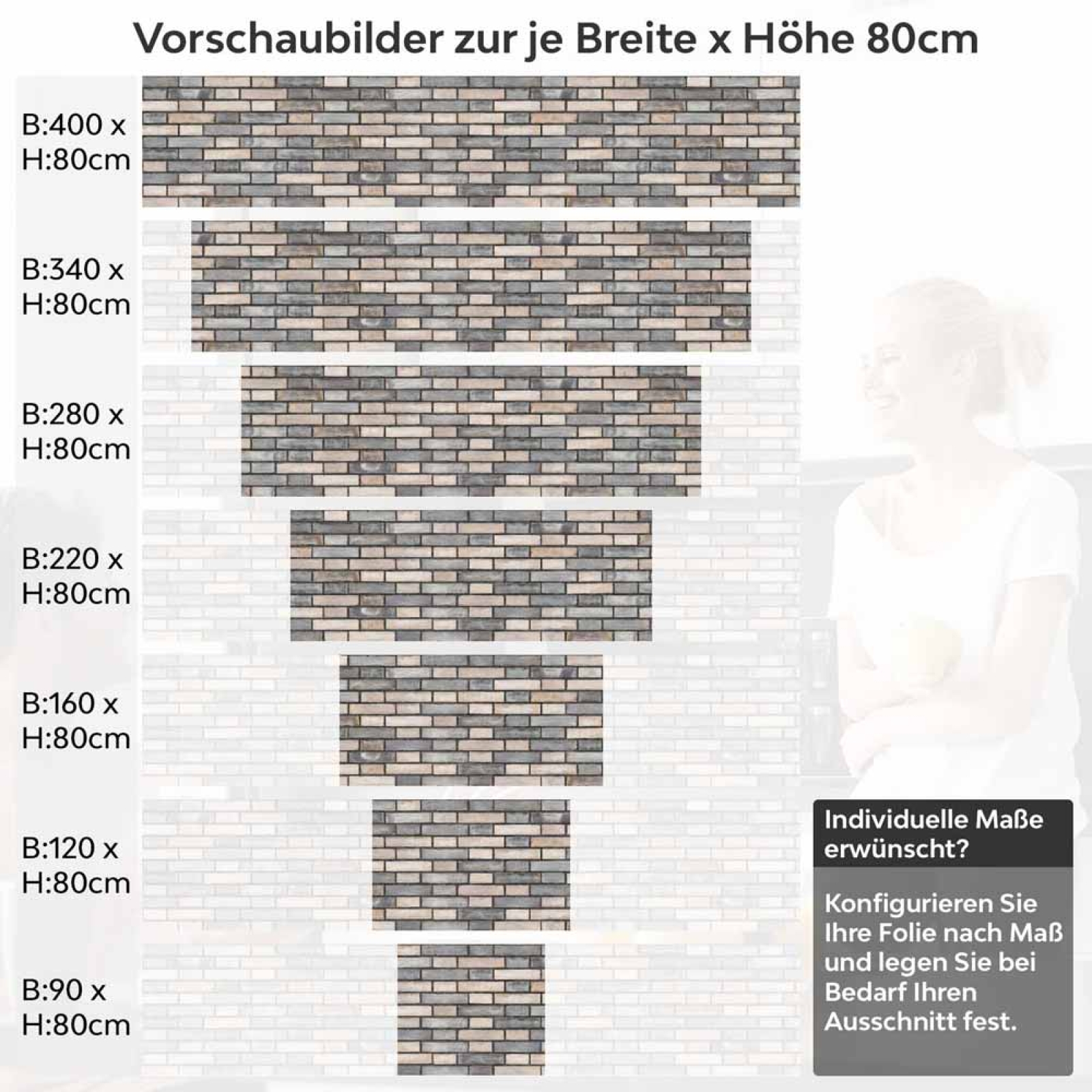 Küchenrückwand Folie Klinker Riemchen - Robuste Ziegelstein-Optik Höhe 80cm