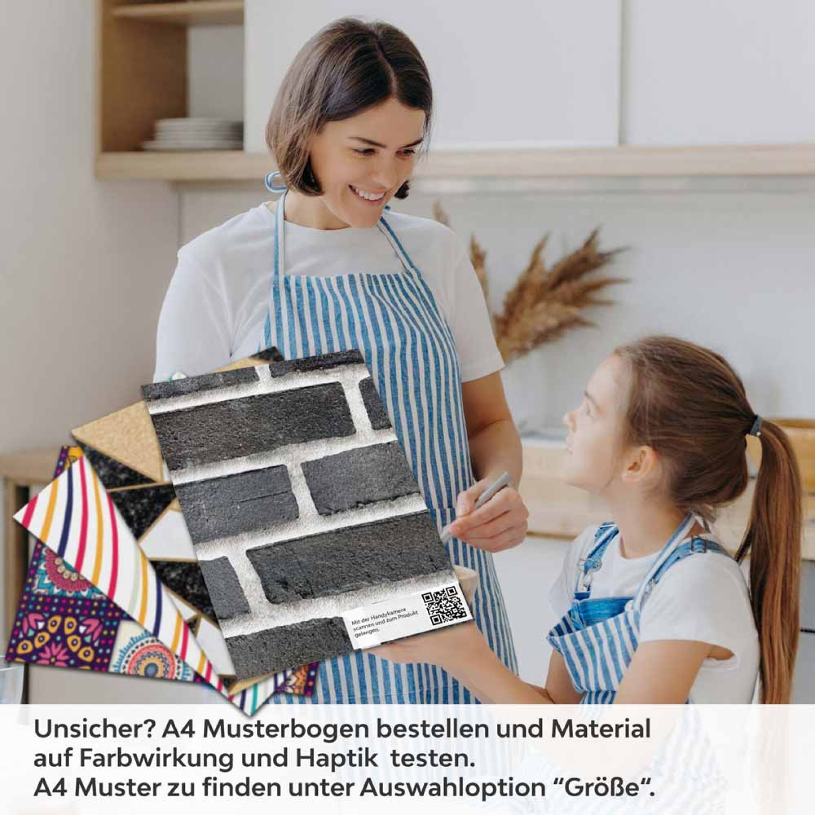 Küchenrückwand Folie Ziegel Anthrazit - Steinwand Optik A4 Muster