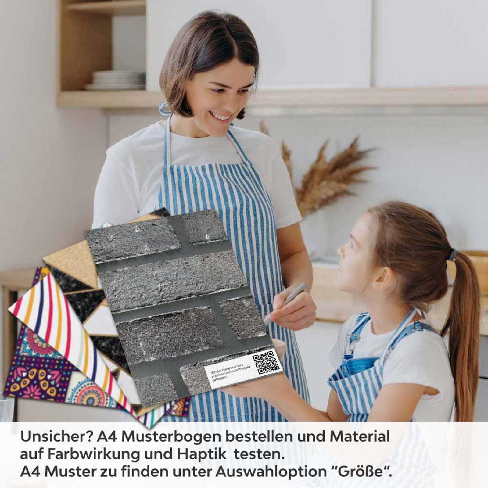 Küchenrückwand Folie Anthrazit Ziegelsteine - Edle Backsteine A4 Muster