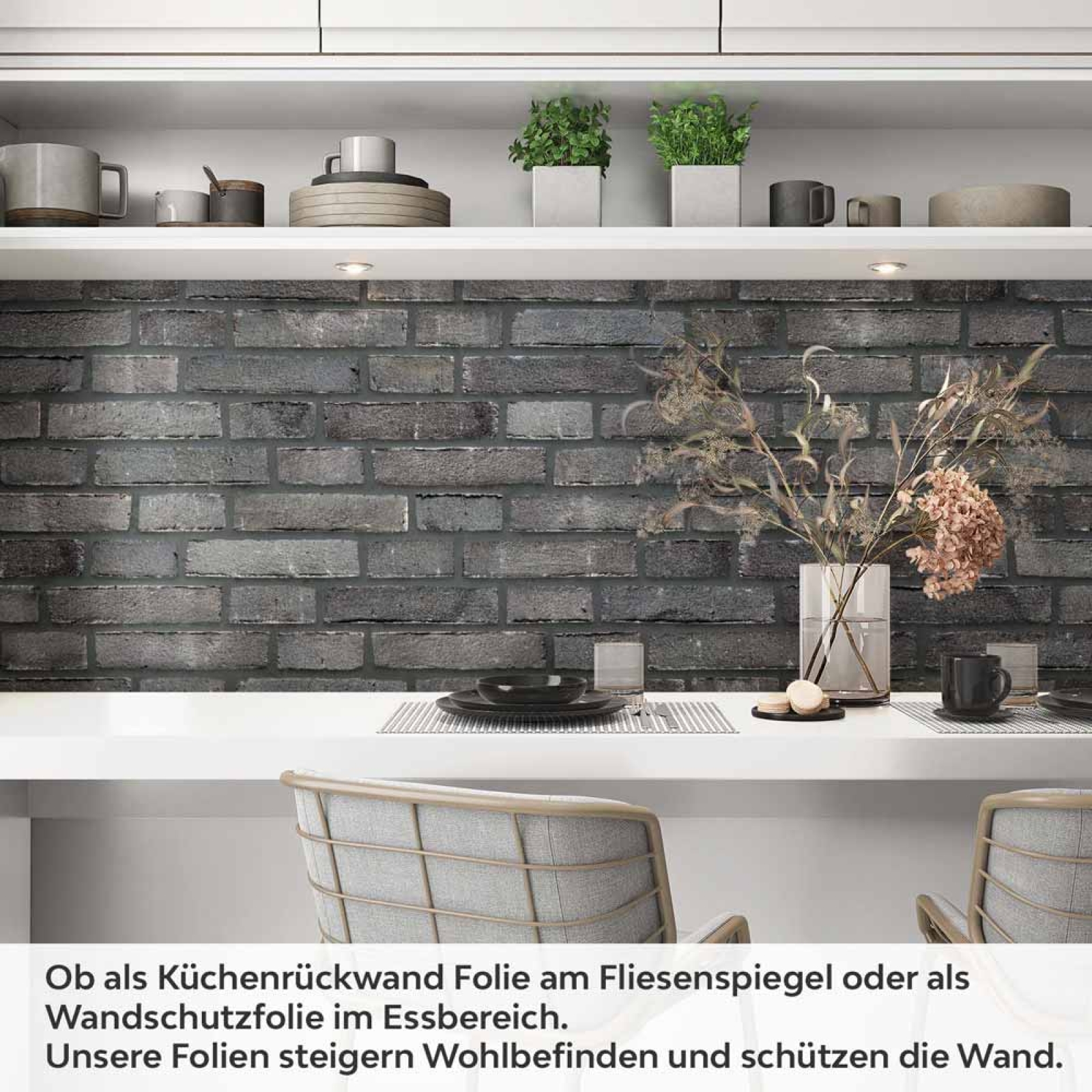 Küchenrückwand Folie Anthrazit Ziegelsteine - Edle Backsteine Artikelbild 1