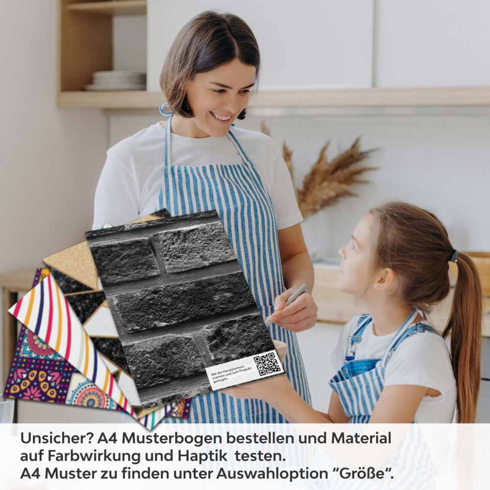 Küchenrückwand Folie Klinkerstein - Loft Look mit dunklen Ziegeldesign A4 Muster