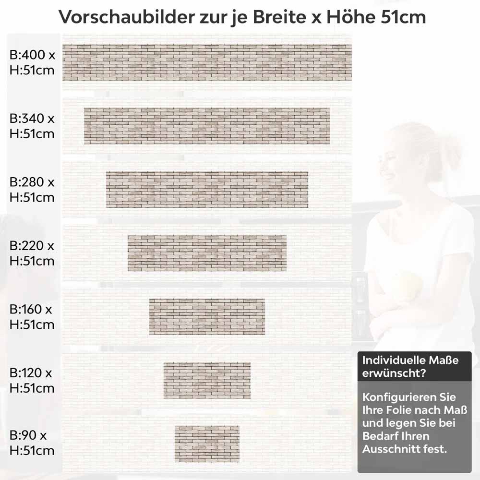 Küchenrückwand Folie Sandstein Klinker - Backstein-Look für helle Küchen Höhe 51cm