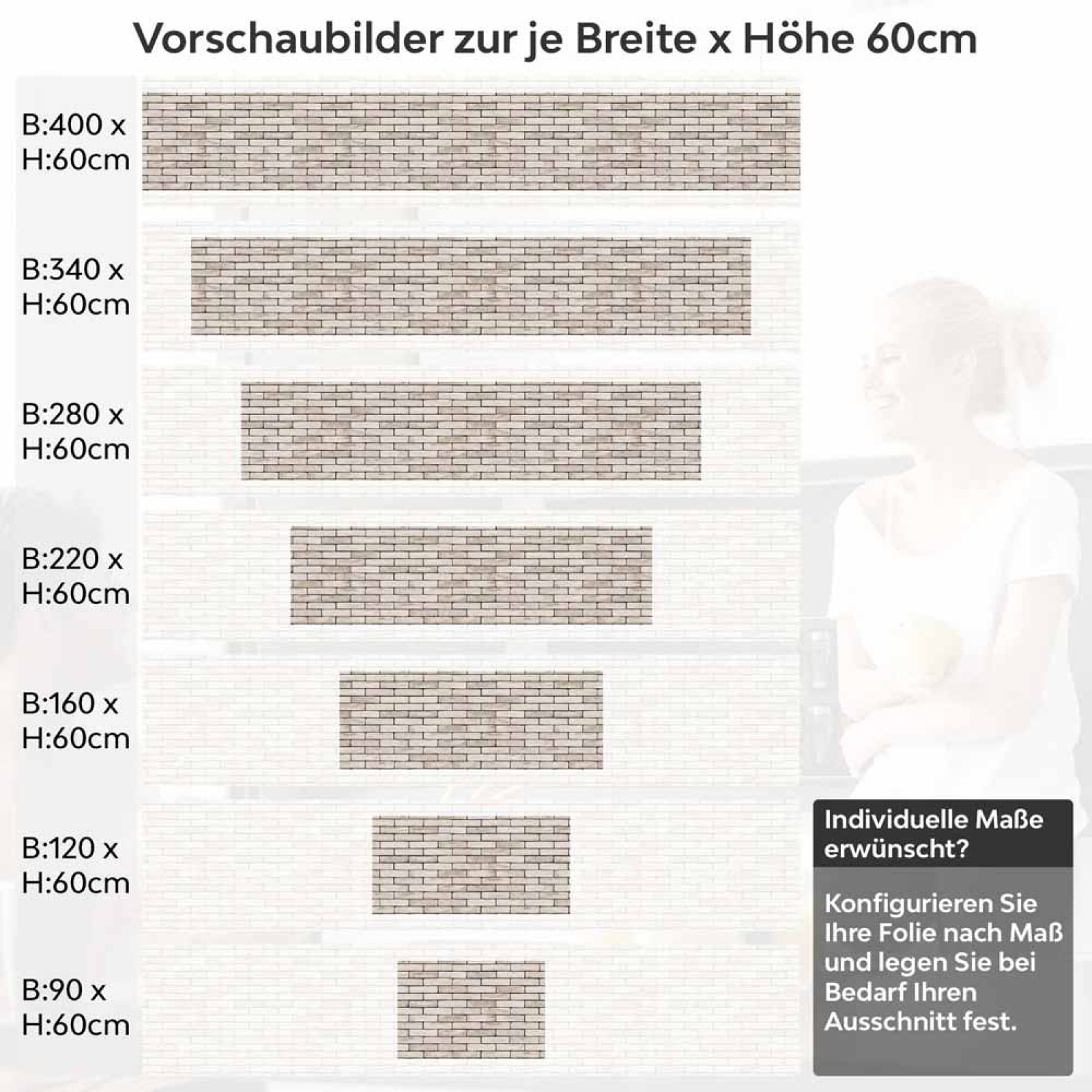 Küchenrückwand Folie Sandstein Klinker - Backstein-Look für helle Küchen Höhe 60cm