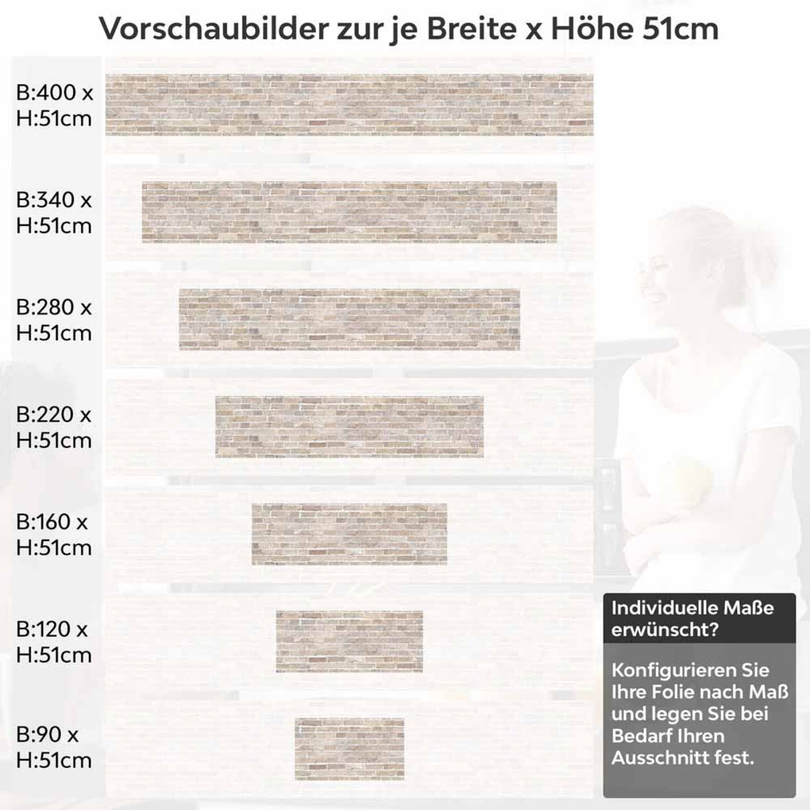 Küchenrückwand Folie Ziegel - Sandtöne für gemütliche Räume Höhe 51cm