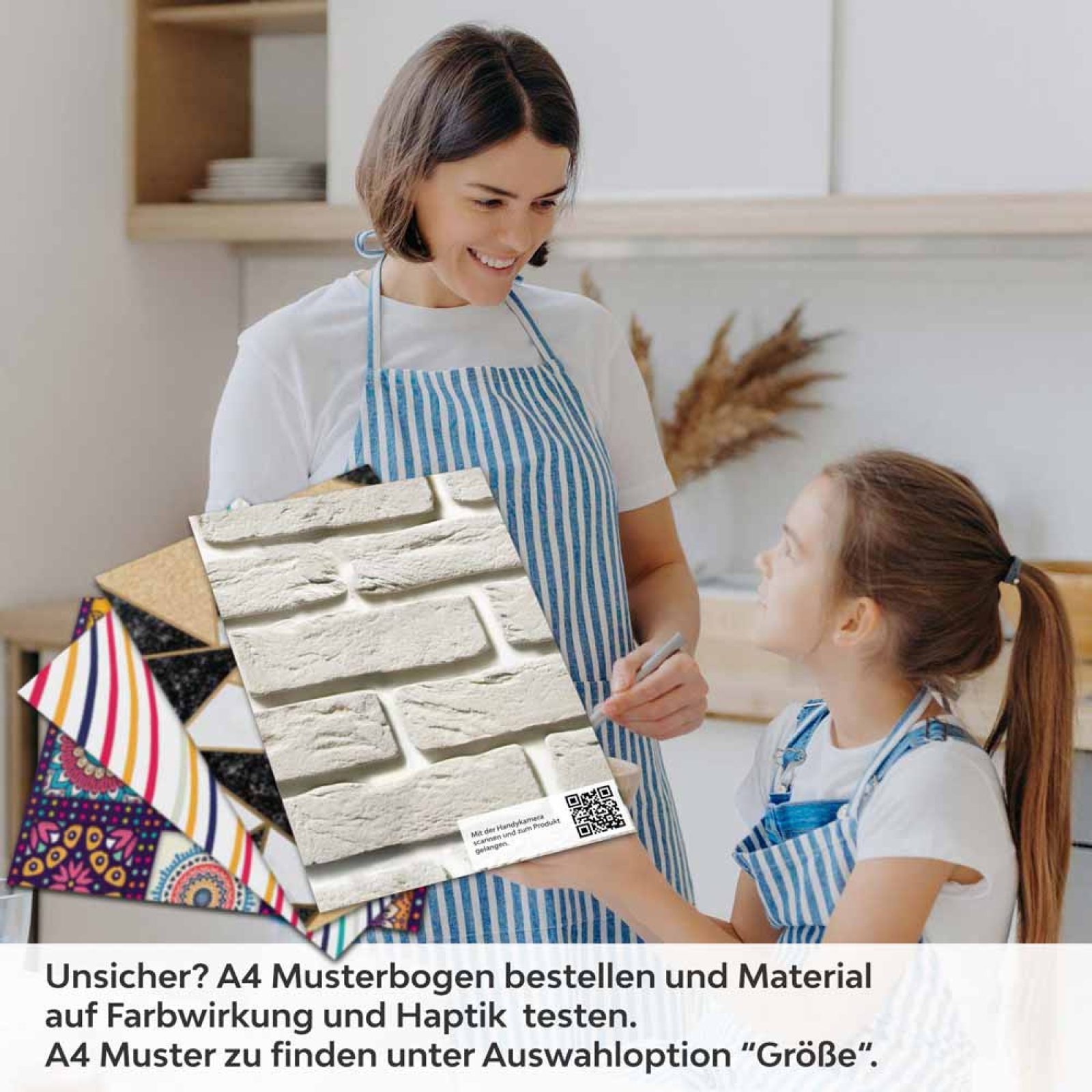 Küchenrückwand Folie Cremeweiße Mauersteine A4 Muster