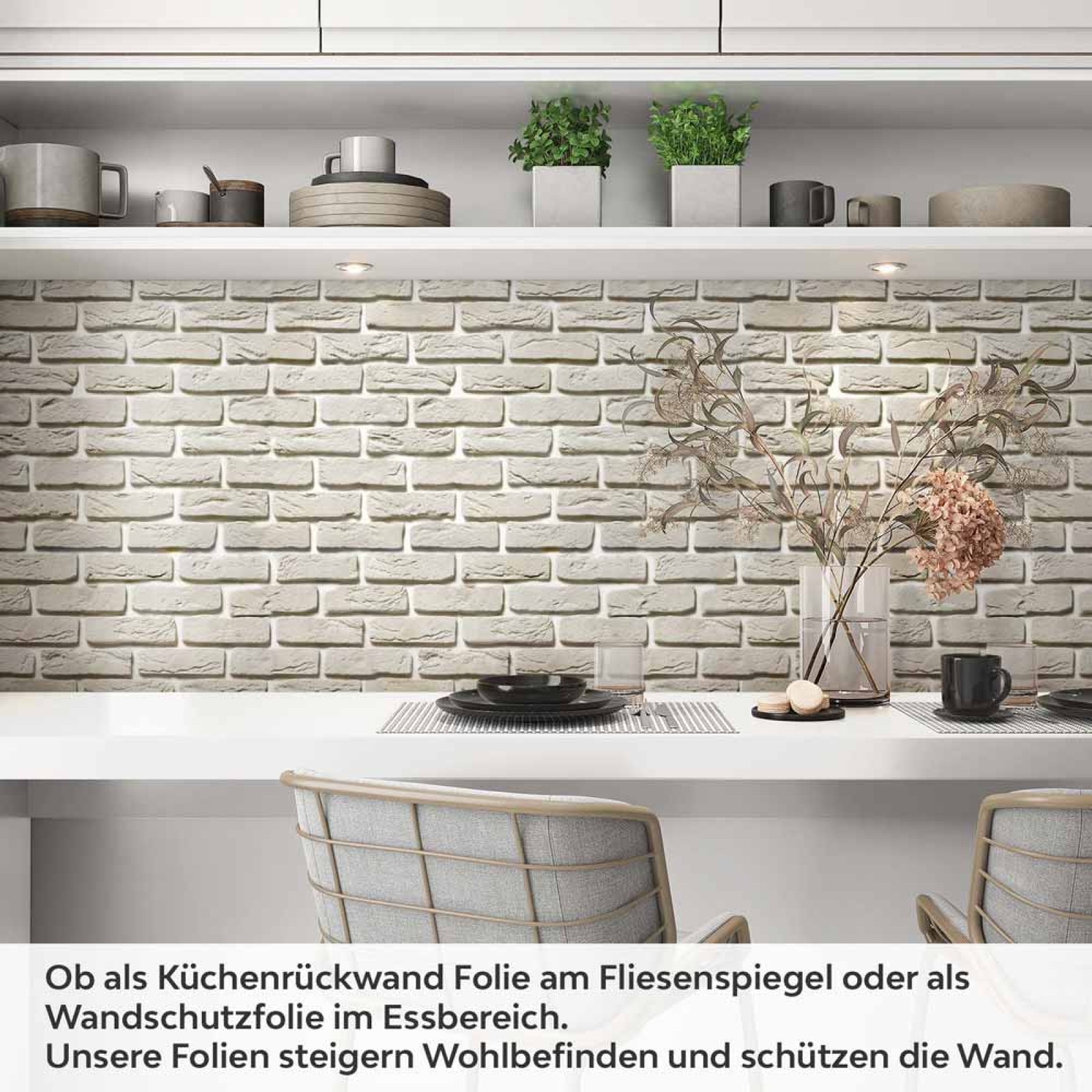 Küchenrückwand Folie Cremeweiße Mauersteine Artikelbild 1